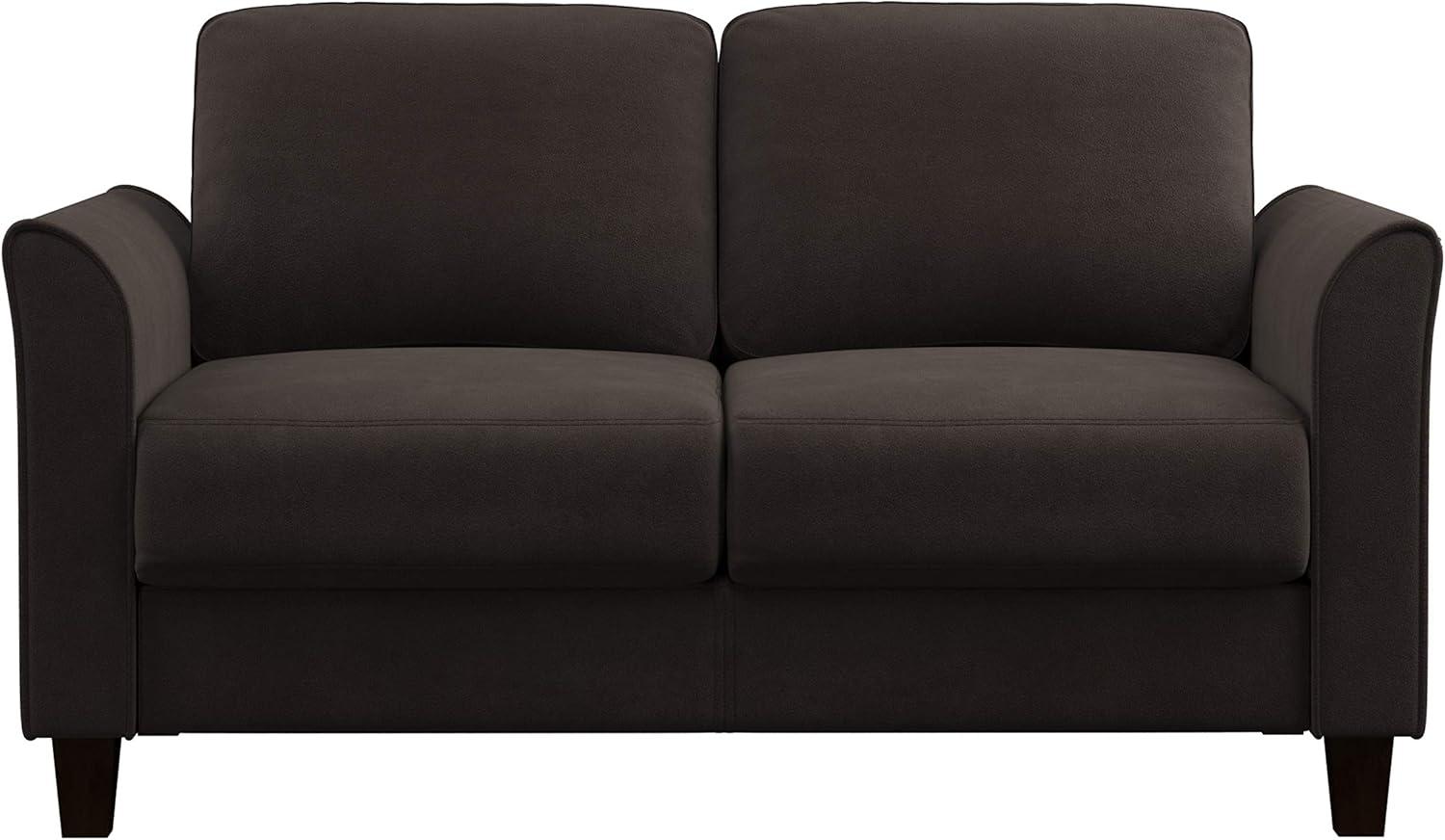 Wesley Coffee Microfiber Loveseat with Curved Arms