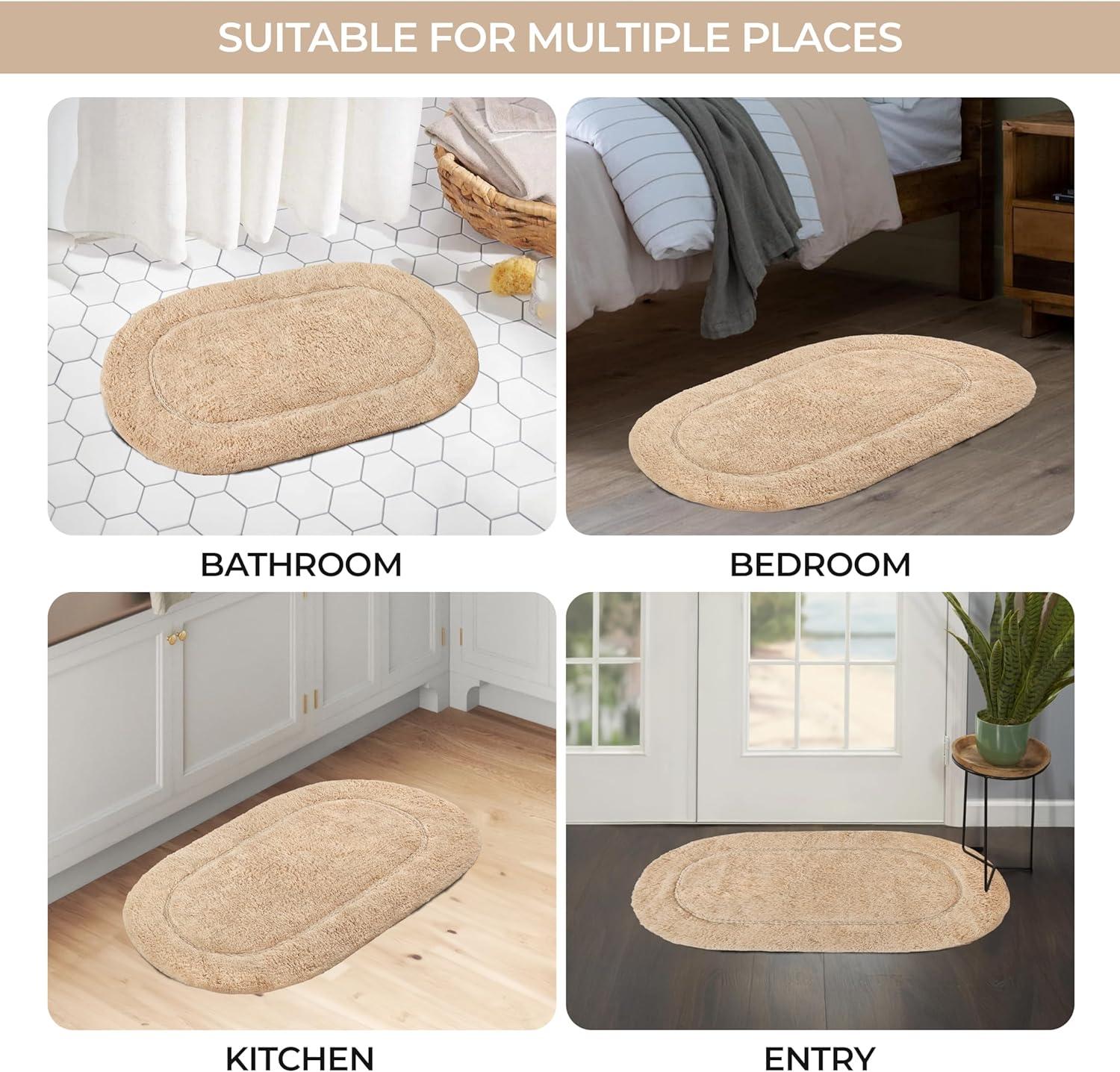 Superior 2 Piece Cotton Oval Bath Rug Set