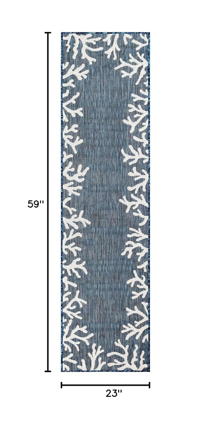 Liora Manne Carmel Coral Border Indoor/Outdoor Rug Navy 1'11" x 4'11"