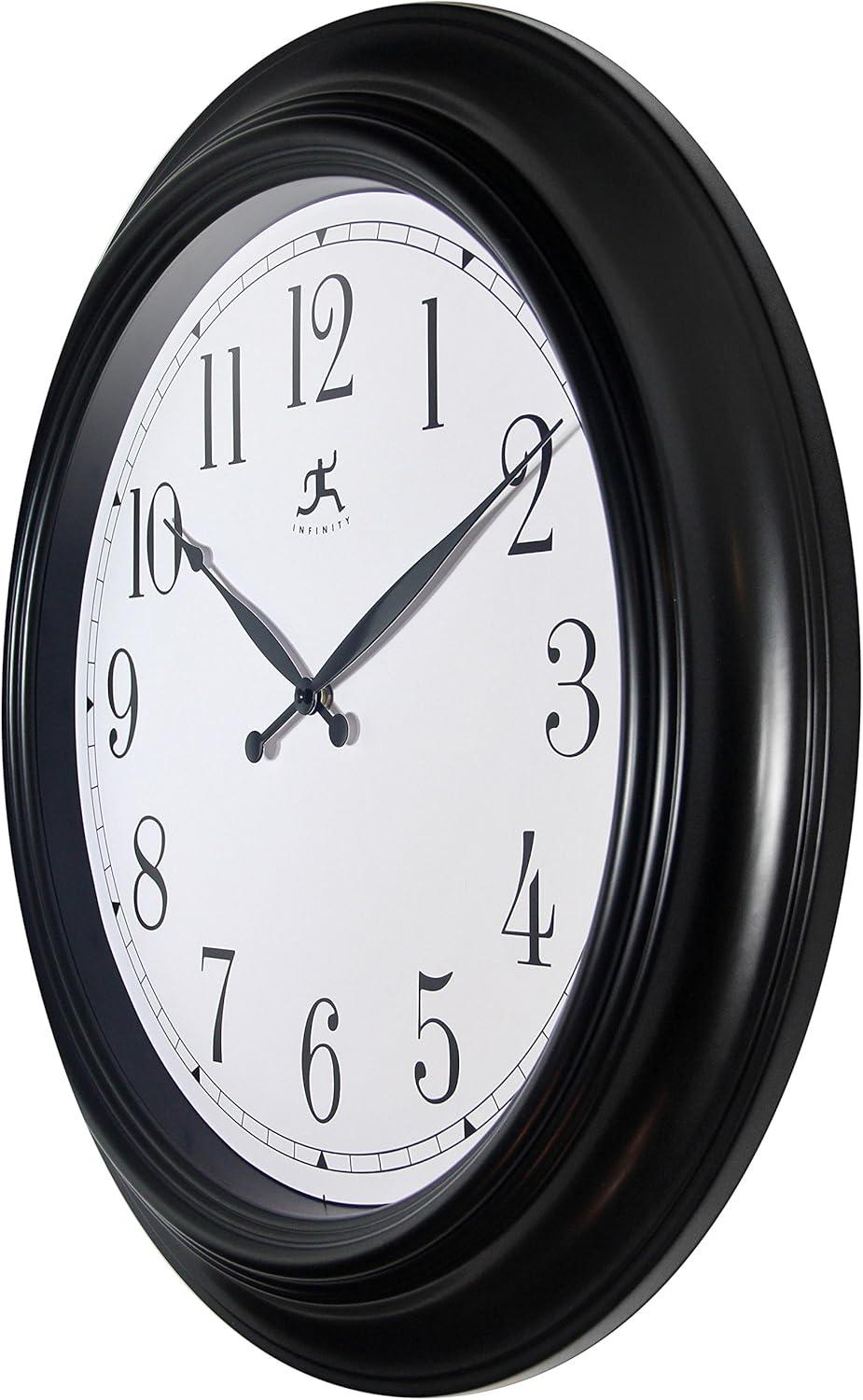 24" Classic Wall Clock Black - Infinity Instruments: Easy-to-Read, Modern Decor, Indoor Use