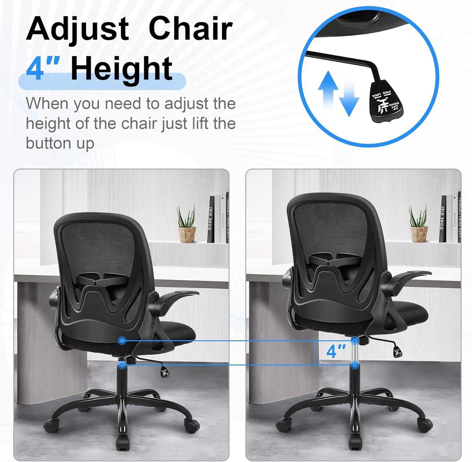 Black Mesh Ergonomic Office Chair with Adjustable Arms and Lumbar Support