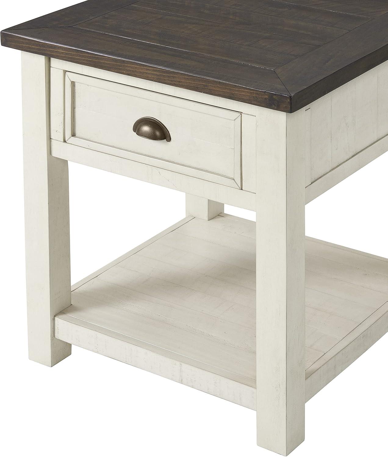 Martin Svensson Home Monterey End Table, Cream White and Brown