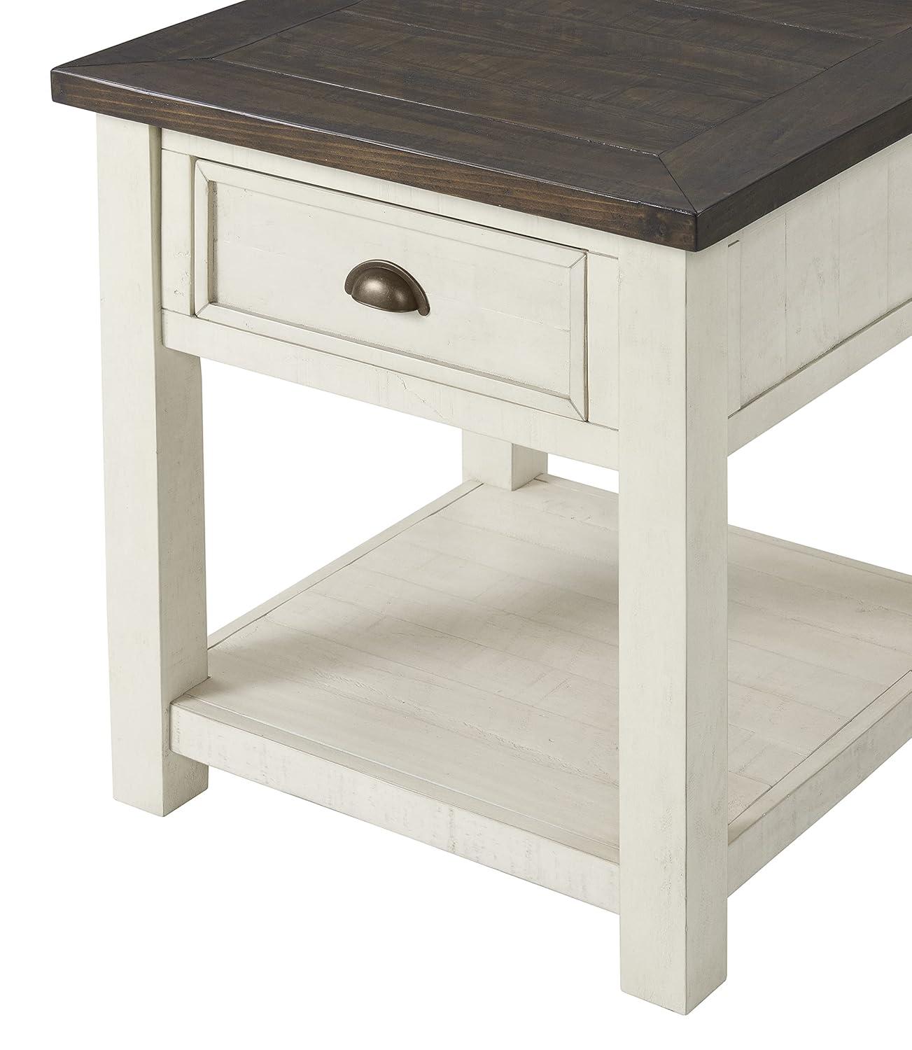 Martin Svensson Home Monterey End Table, Cream White and Brown