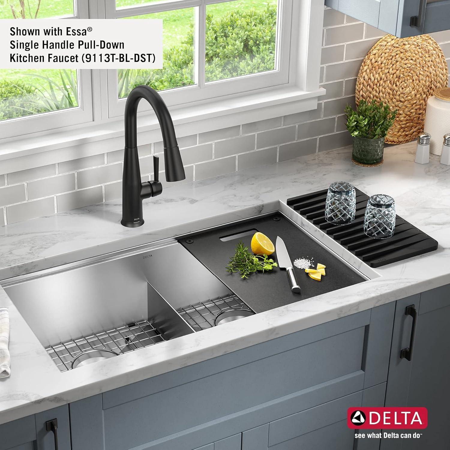 Delta Rivet™ 33" L Workstation Kitchen Sink Undermount 16 Gauge Stainless Steel 50/50 Double Bowl