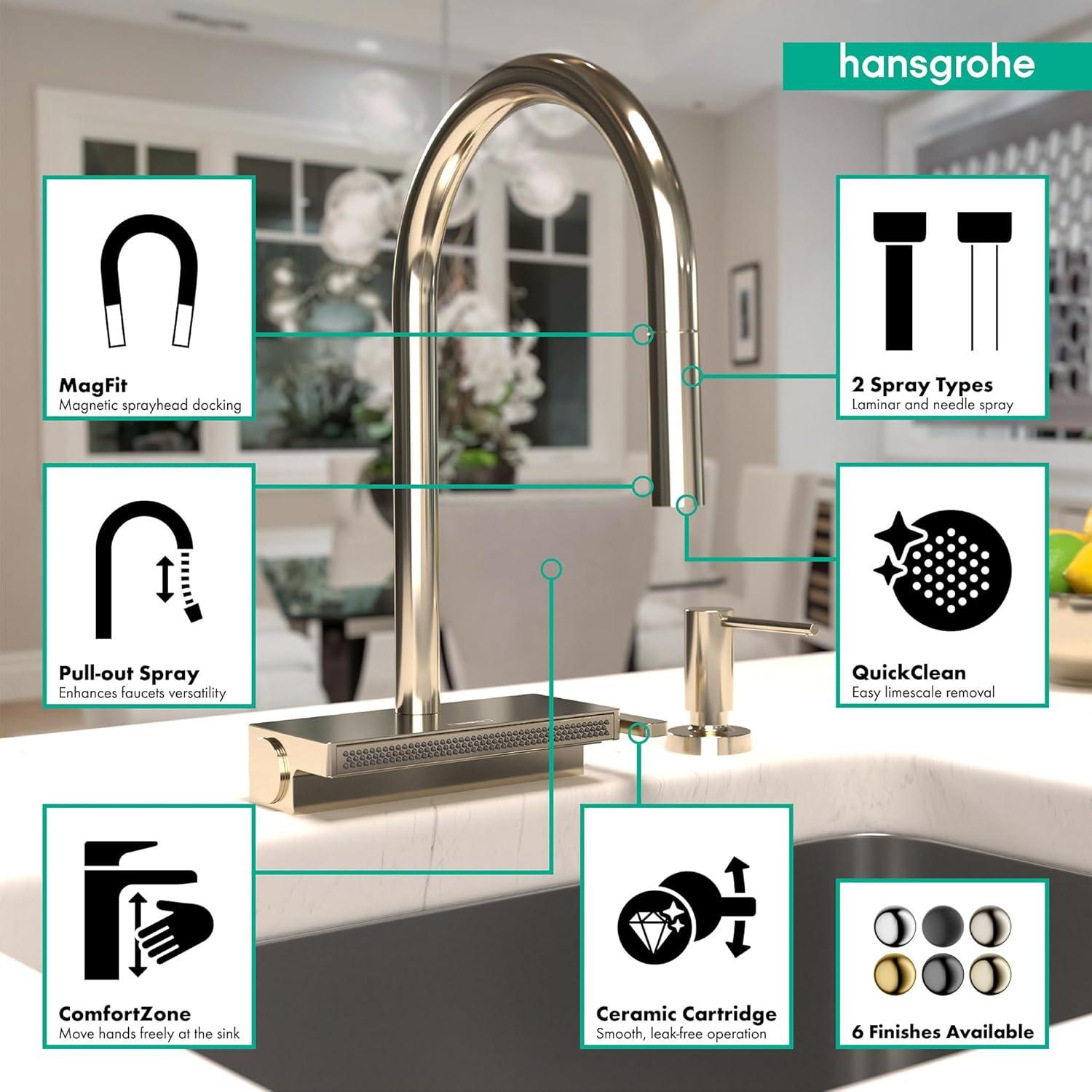 Aquno Select 3-Spray Kitchen Faucet with Pull-Down Spout, 1.75