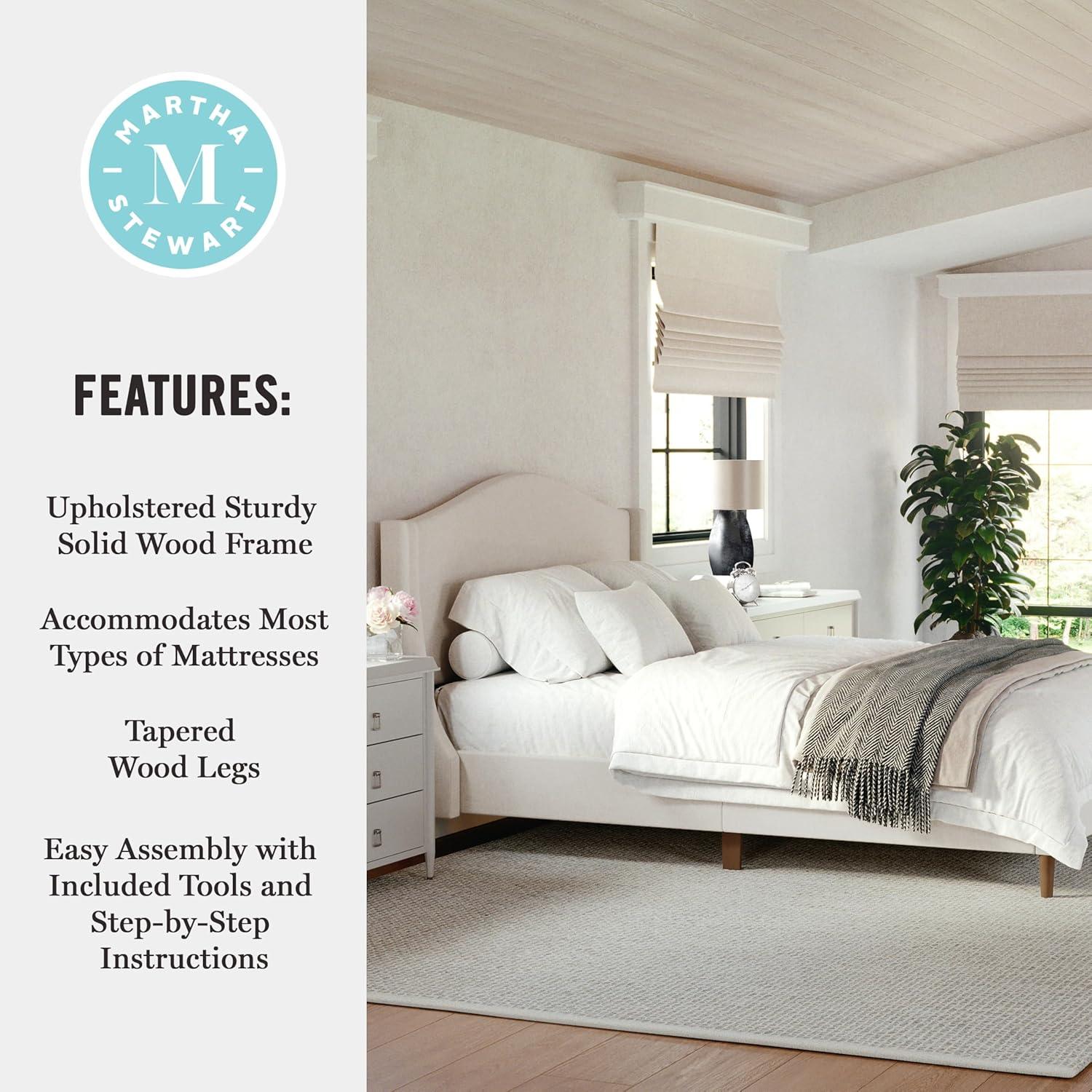 Martha Stewart Martha Stewart Amelia Upholstered Platform Bed With Curved Headboard