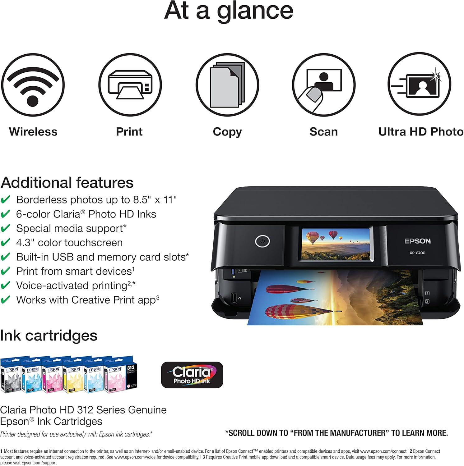 Epson Expression Photo XP-8700 Wireless All-in-One Printer