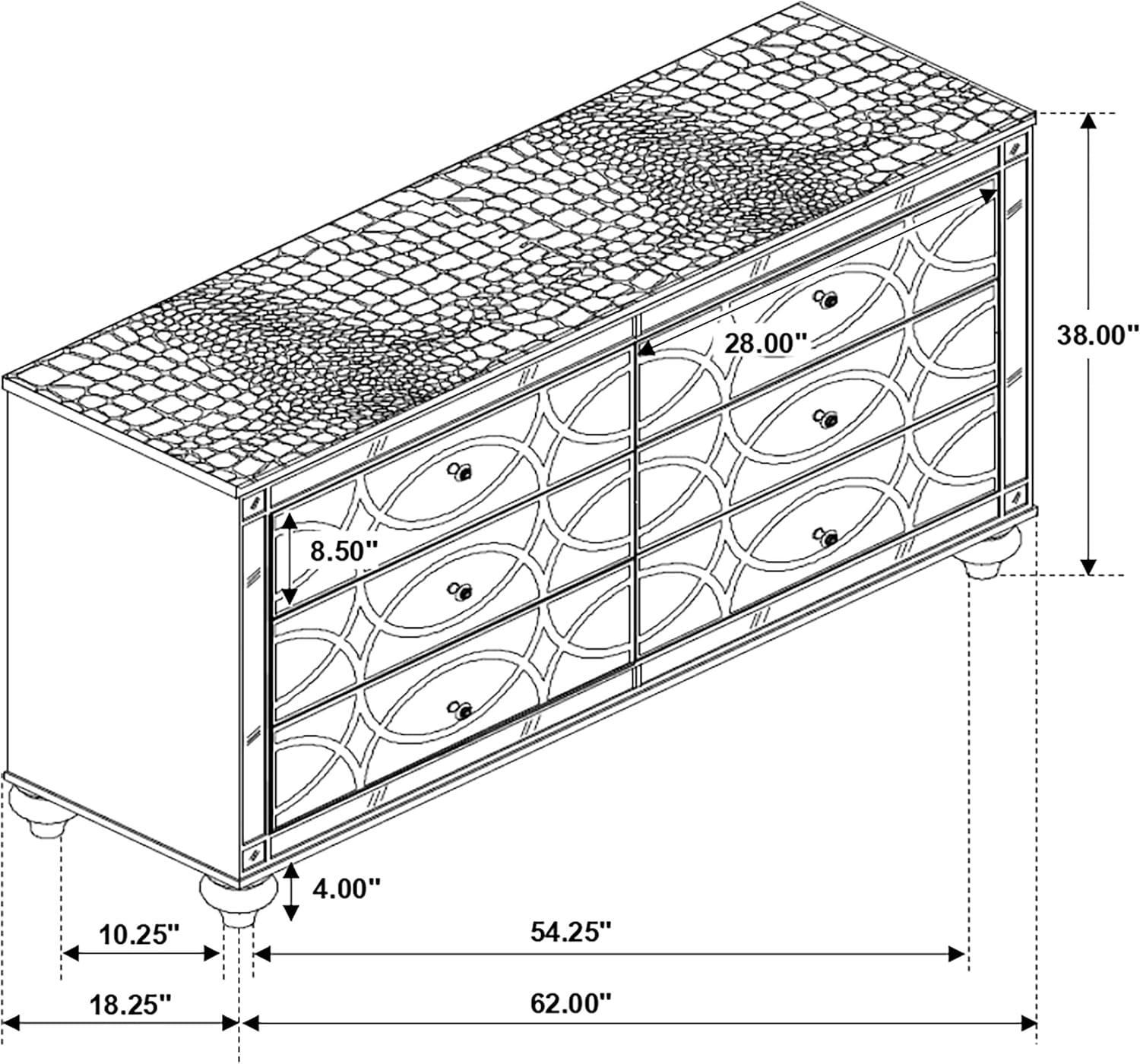 Gunnison 6-drawer Dresser Silver Metallic