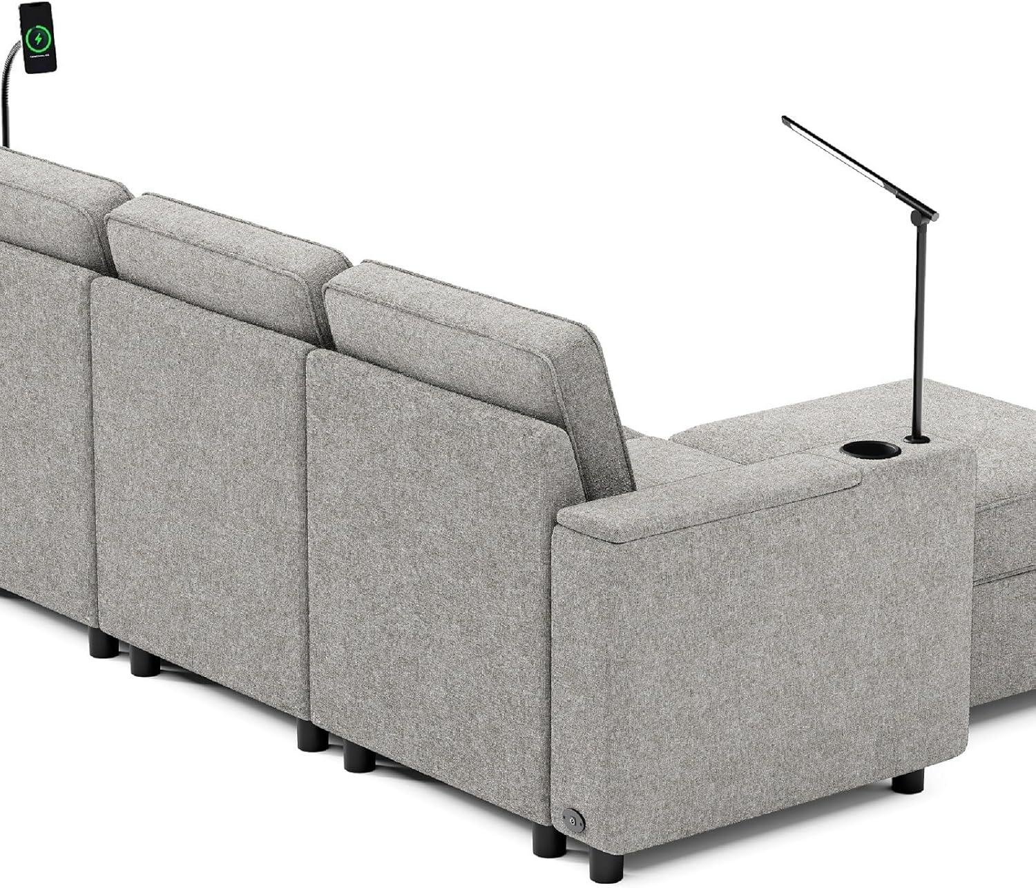Ottoman Module for Modular Sectional Sofa, Storage Ottoman Footrest and Seat Cube for Living Room,Grey