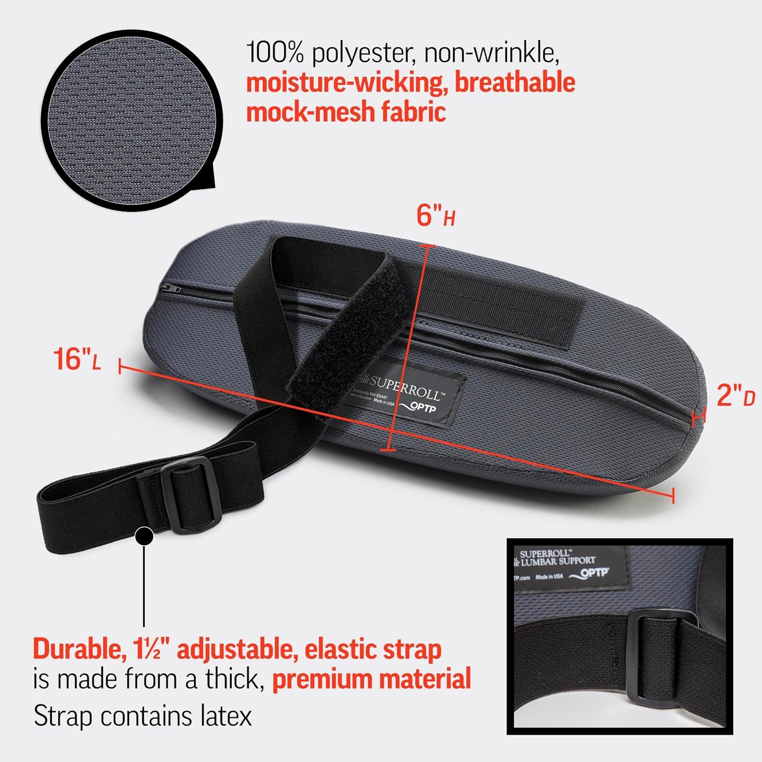 OPTP The Original McKenzie SuperRoll - USA-Made Low Back Lumbar Pillow for Office Chair Lumbar Support, Car Back Support Seat Cushions and Travel