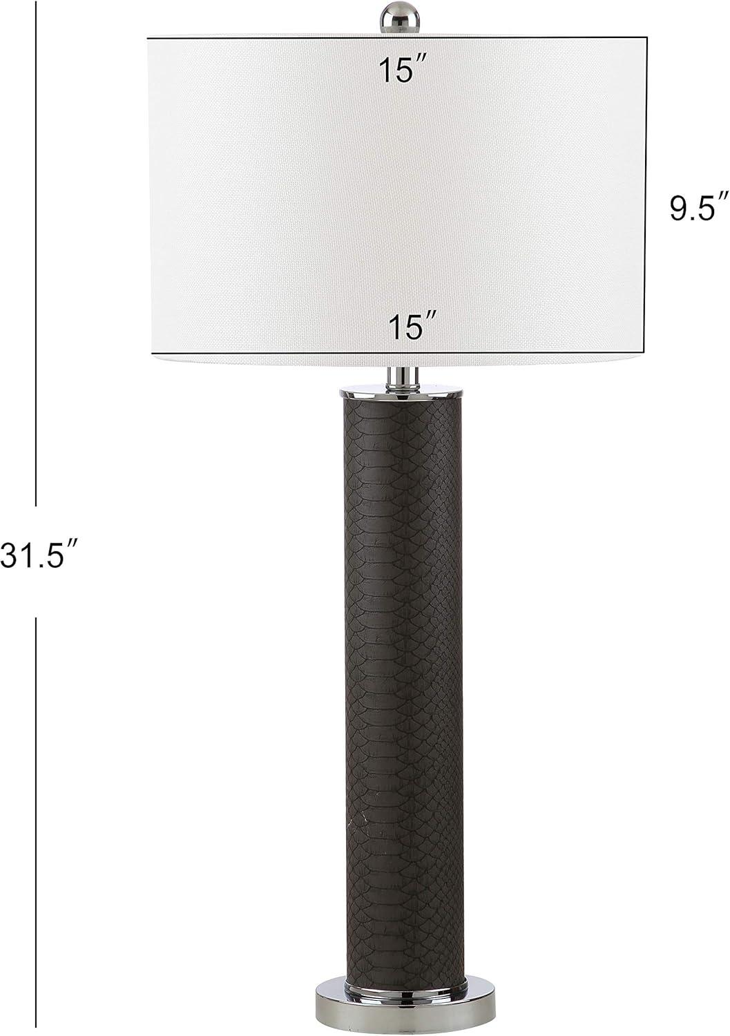 Ollie Table Lamp (Set of 2) - 31.5 Inch Height - LIT4404 - Dark Green Faux Alligator - Safavieh