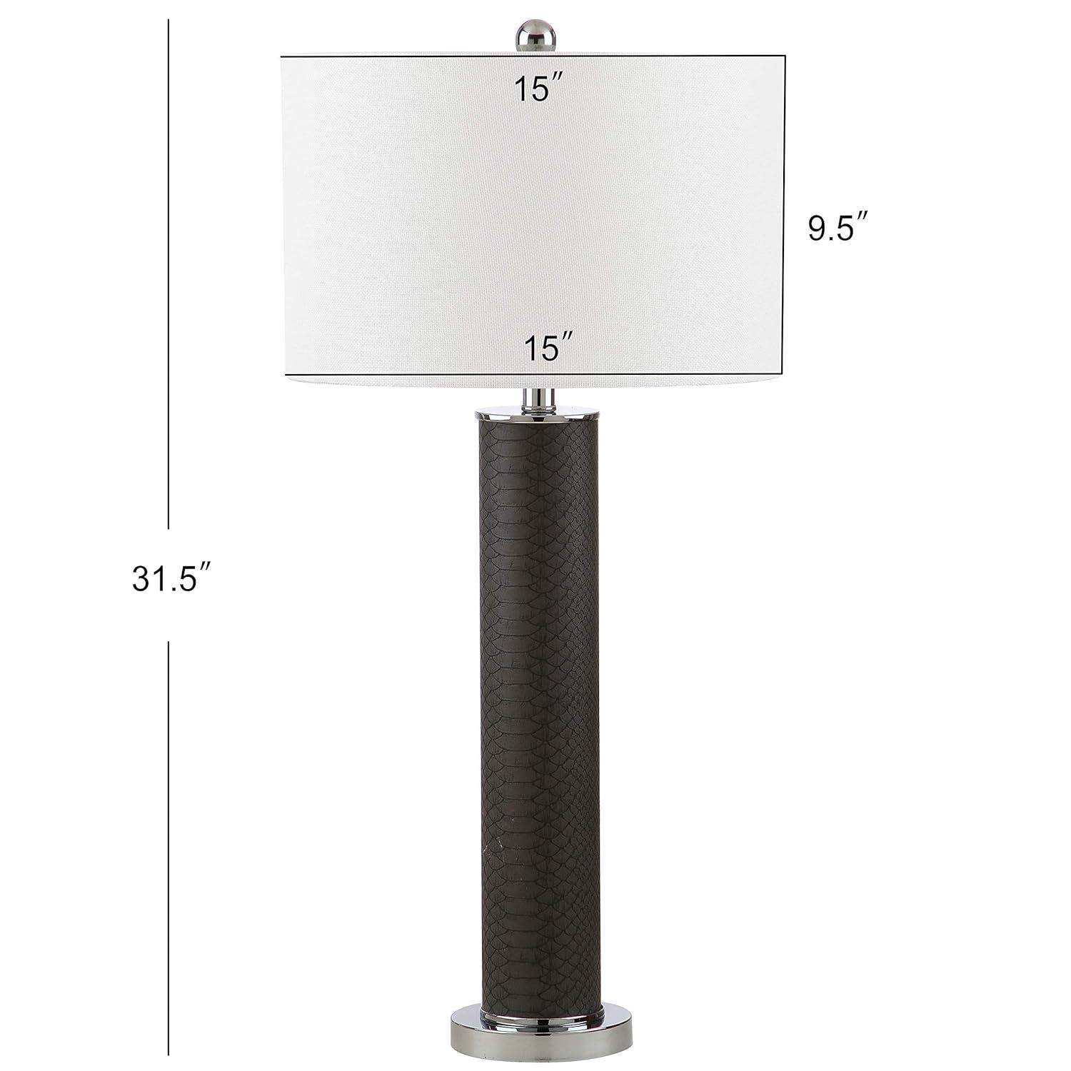 Ollie Table Lamp (Set of 2) - 31.5 Inch Height - LIT4404 - Dark Green Faux Alligator - Safavieh