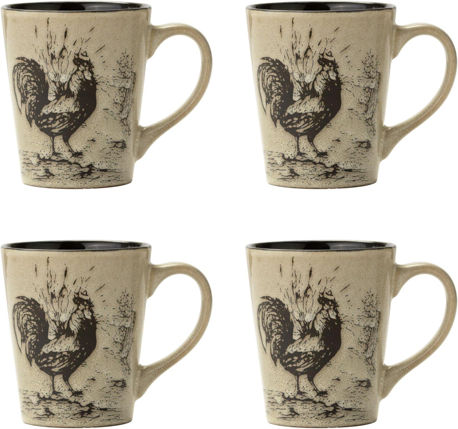 Pfaltzgraff Homespun Rooster 16-Piece Dinnerware Set, Service for 4 Brown
