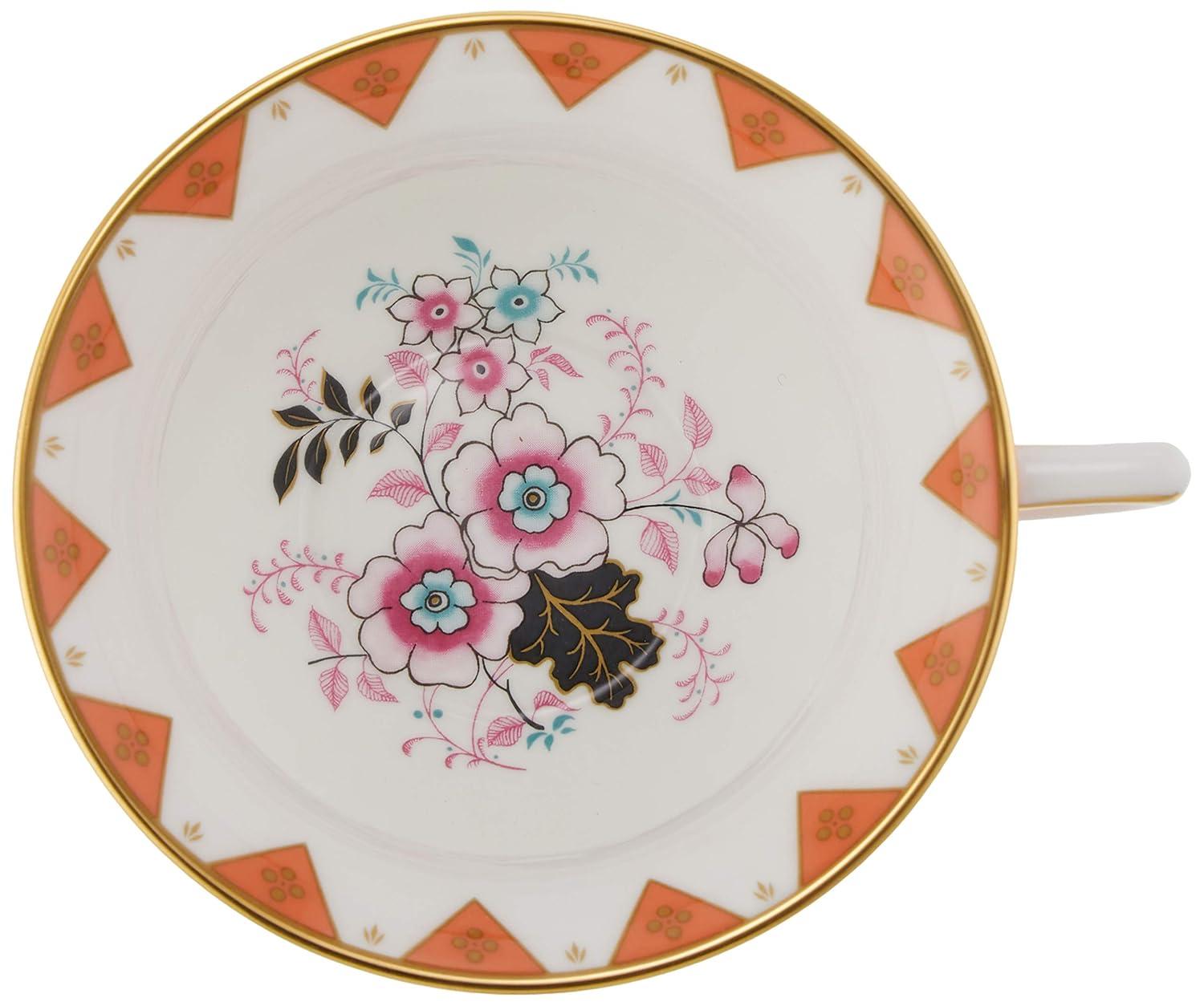 Wedgwood Wonderlust Peony Diamond 2 Piece Bone China Teacup and Saucer Set & Reviews | Wayfair