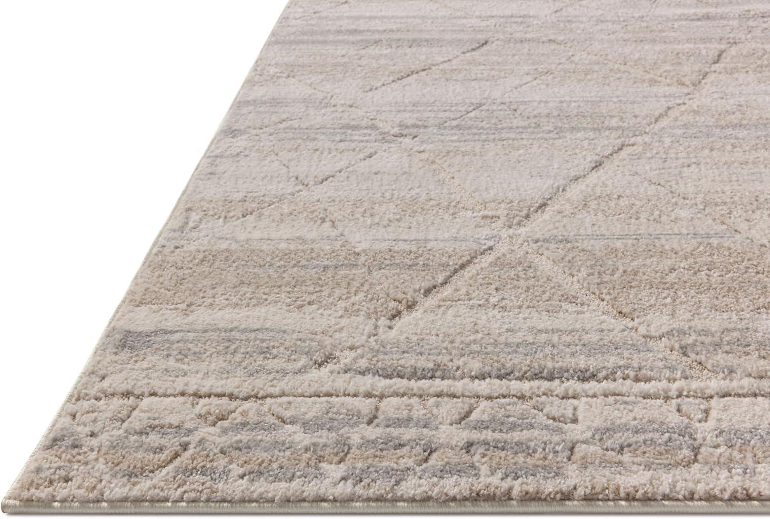 Ivory and Natural Abstract Wool and Synthetic 4' x 6' Area Rug