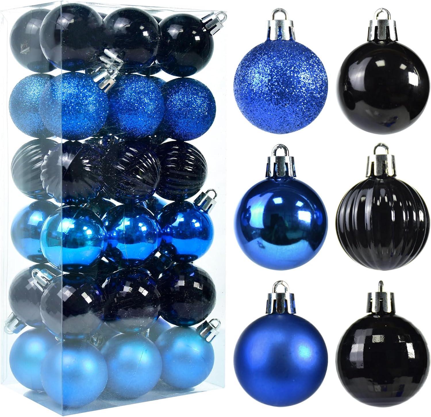 Blue Shatterproof Plastic Christmas Ball Ornaments Set