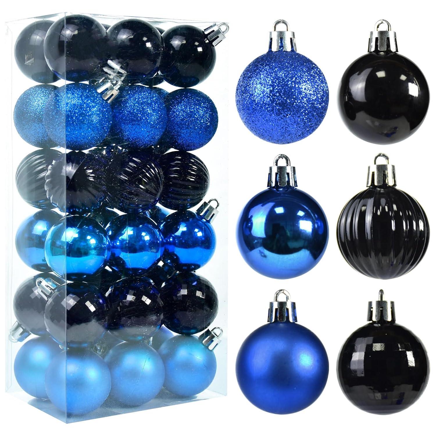Hxoliqit,36Pcs Christmas Ornaments For Xmas Tree Plastic Mini Shatterproof Hanging Kit Wedding Party,Blue,Wreaths For Front Door
