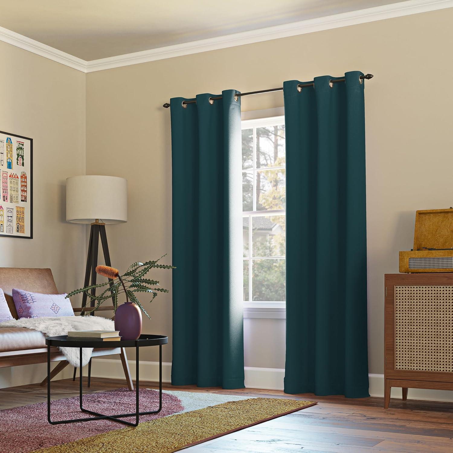 Sun Zero Nolan 1-Piece Energy Saving Blackout Grommet Curtain Panel, 40"x95", Teal