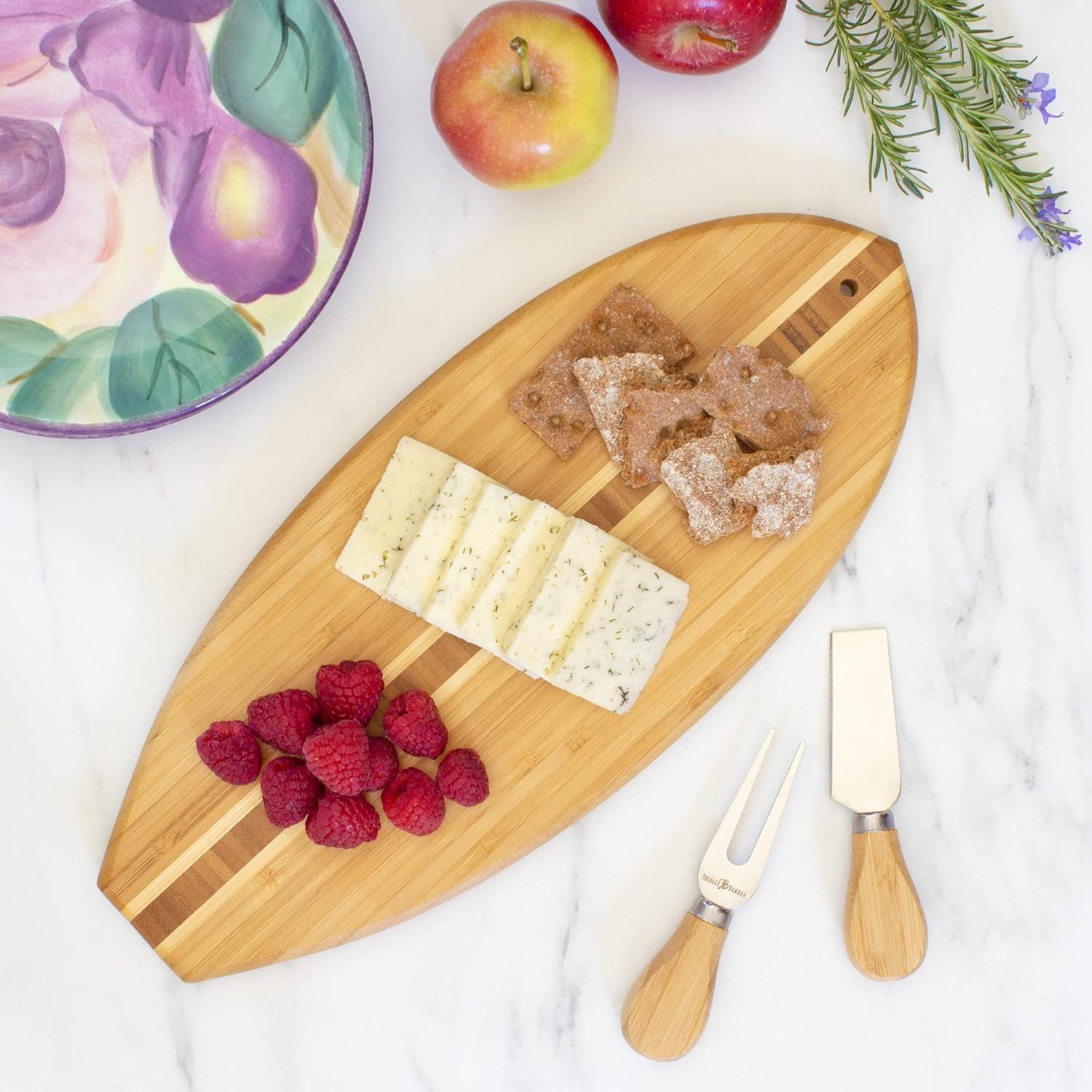 Totally Bamboo Lil' Surfer Surfboard Shaped Serving and Cutting Board