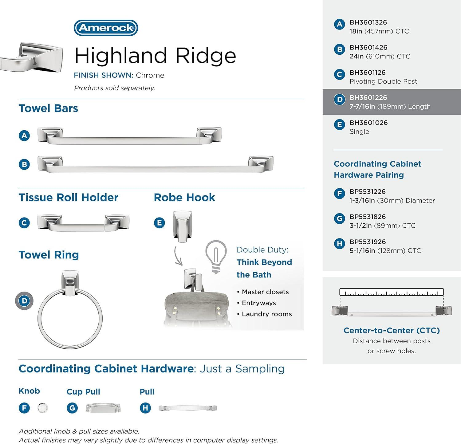 Amerock Highland Ridge Wall Mounted Towel Ring