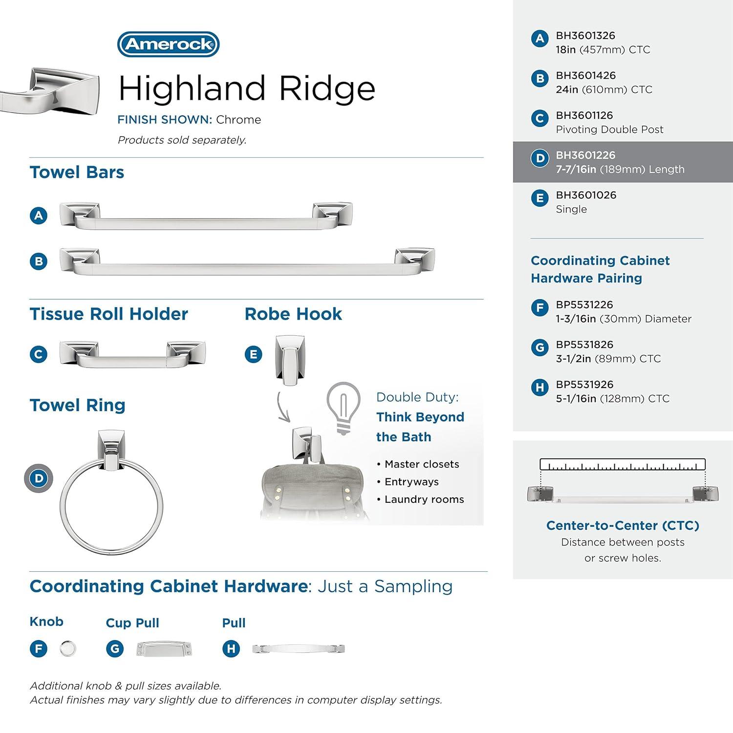 Amerock Highland Ridge Chrome Closed Towel Ring