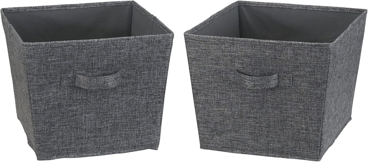 Graphite Medium Fabric Storage Bins with Handles, 2-Pack