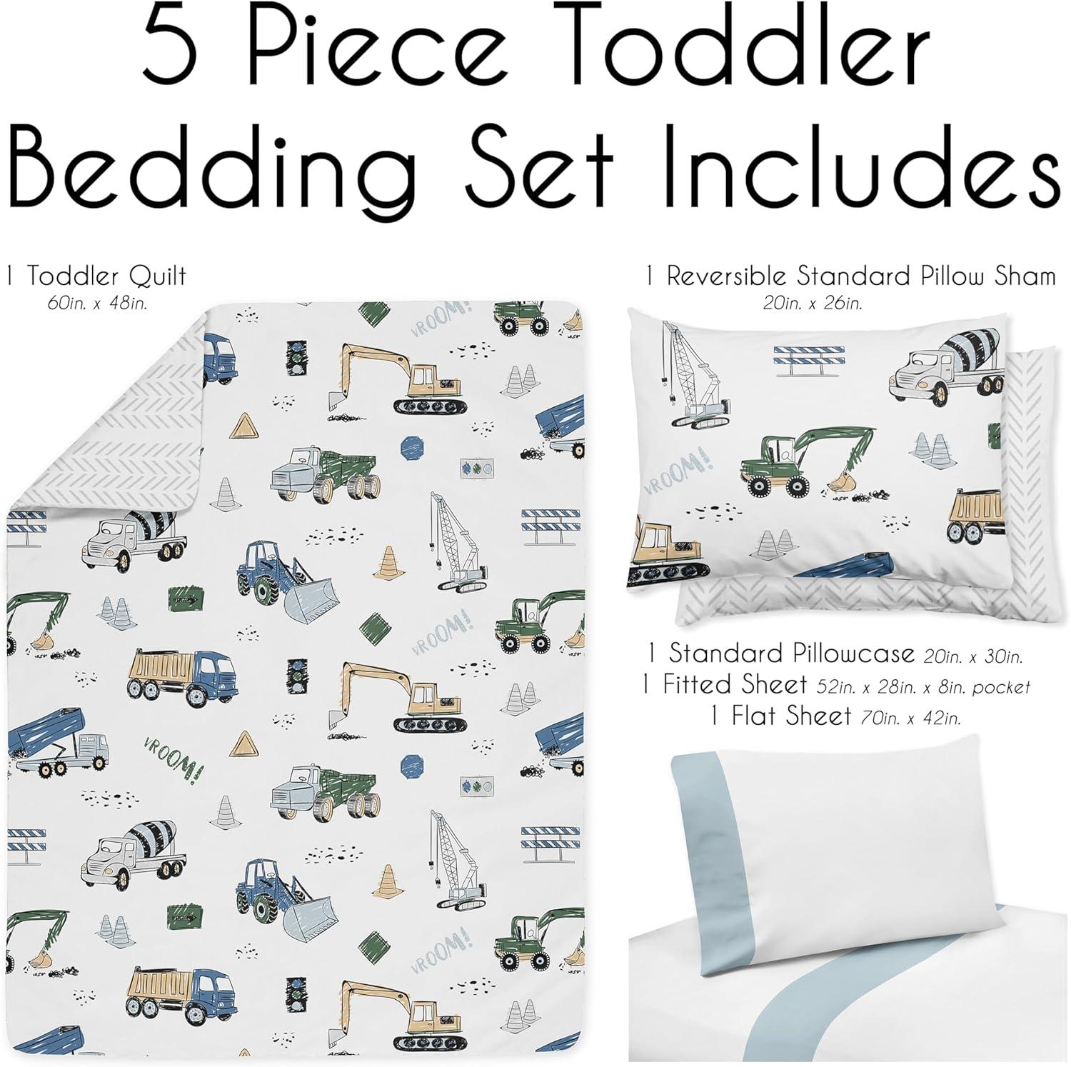 Construction Truck 5 Piece Toddler Bedding Set