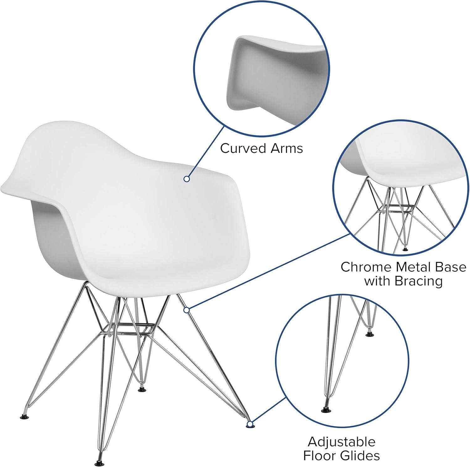 Flash Furniture Alonza Series Plastic Chair with Arms and Chrome Base