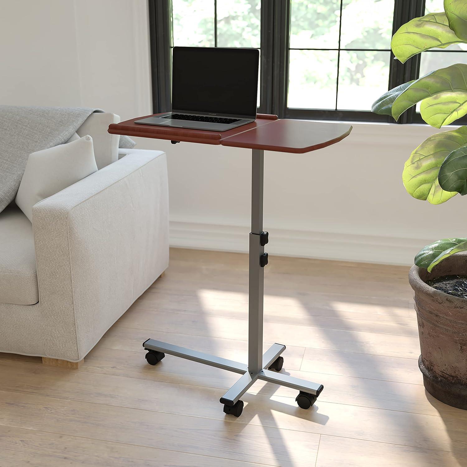 Robertson Angle and Height Adjustable Mobile Laptop Computer Table with Cherry Top