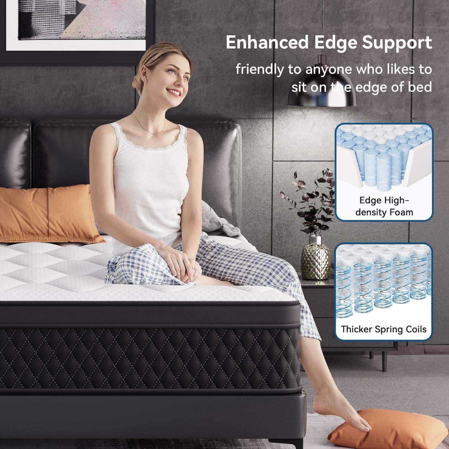 EDX 10 Inch Queen Mattress with Individually Pocketed Springs, Memory Foam Hybrid Mattress in a Box for Isolate Motion, CertiPUR-US Certified