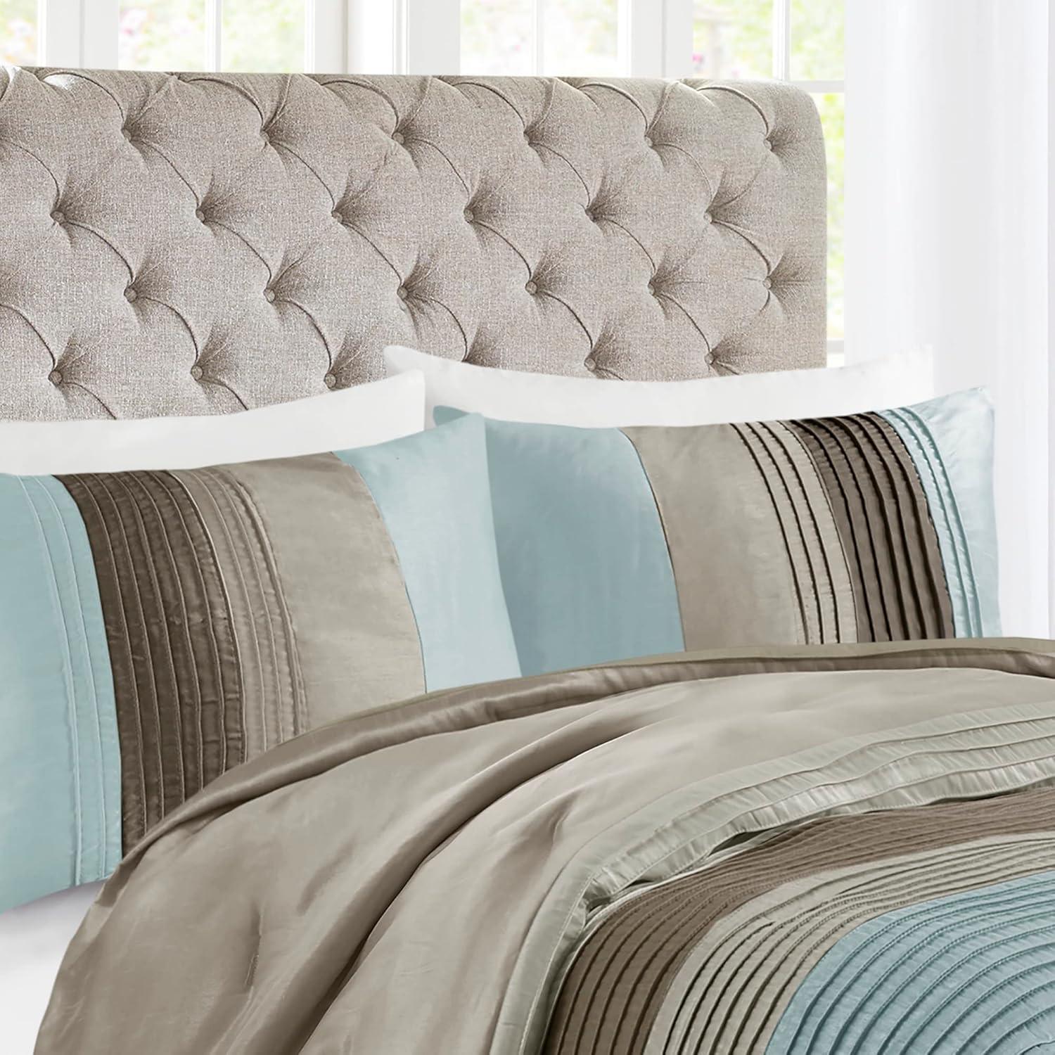 Madison Park Amherst 7 Piece Striped and Pleated Comforter Set