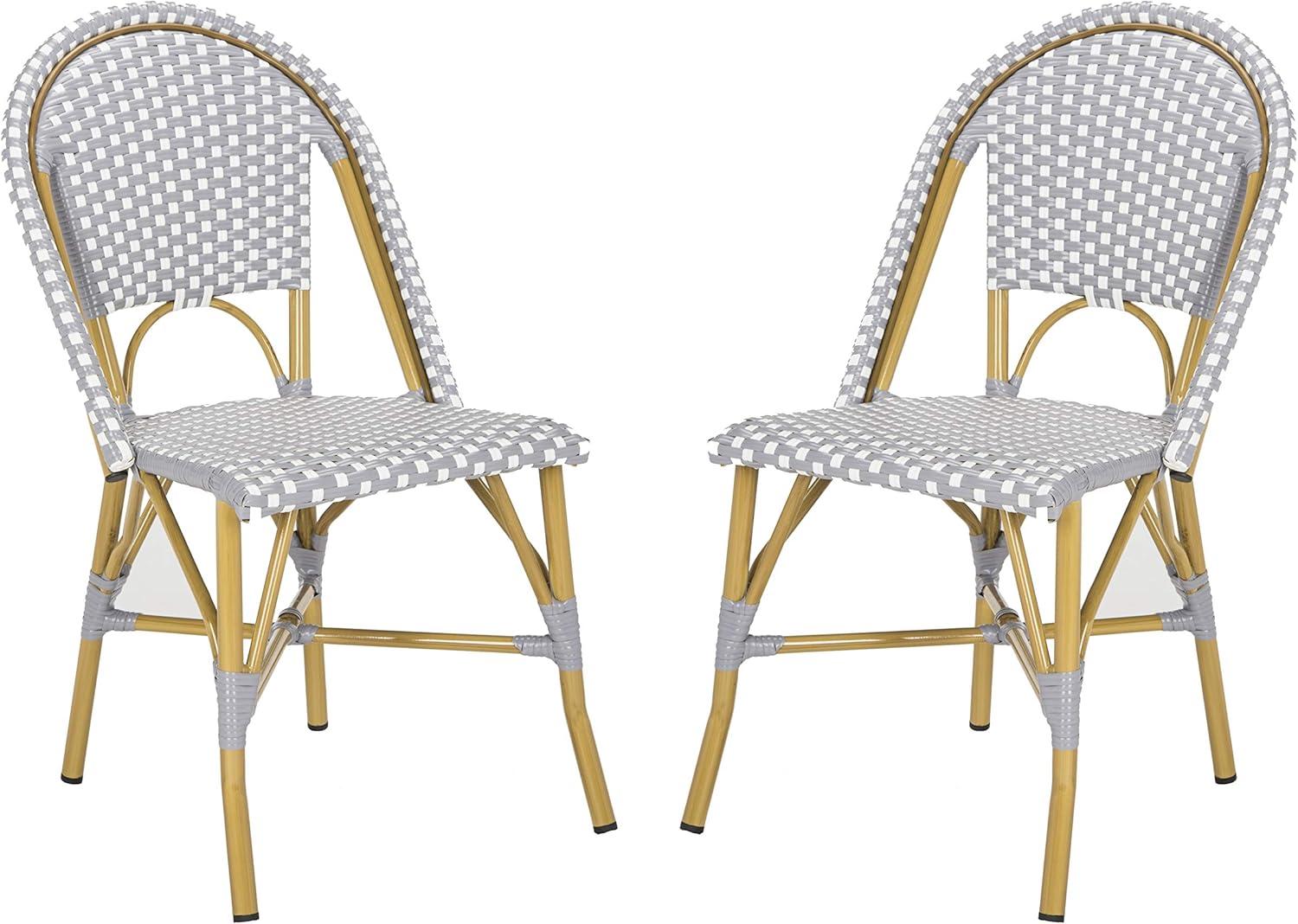 Salcha Side Chair (Set Of 2) - Indoor/Outdoor - FOX5210 - Gray/White - Safavieh