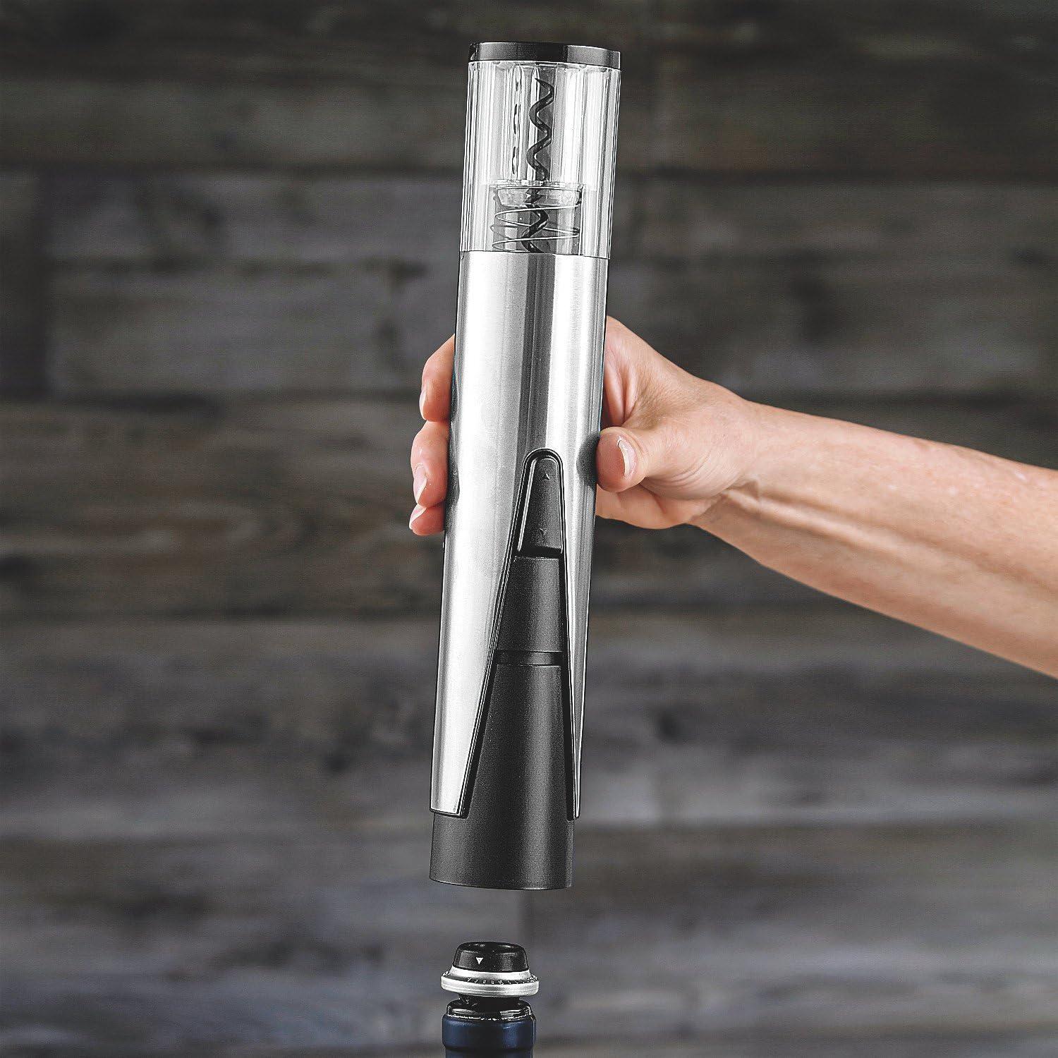 Stainless Steel Cordless Wine Bottle Opener and Preserver Set