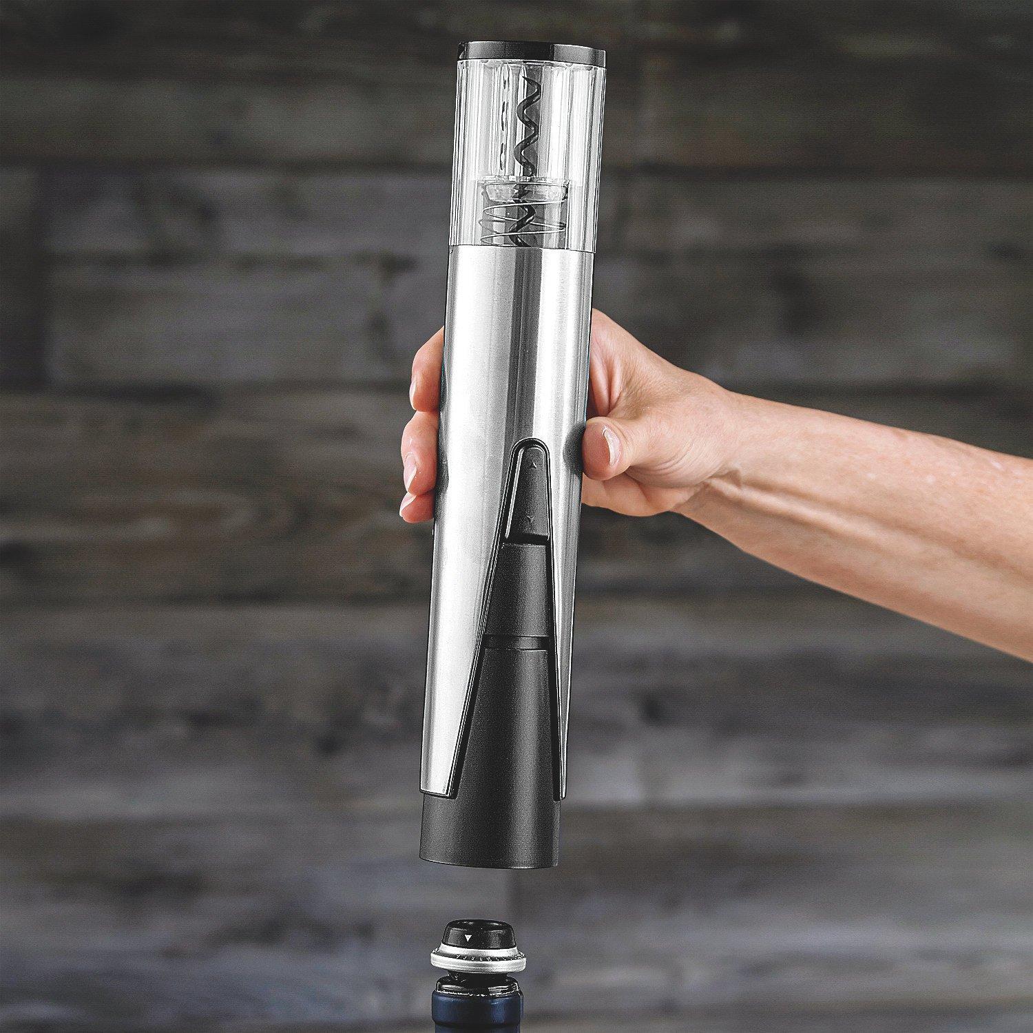 Stainless Steel Cordless Wine Bottle Opener and Preserver Set