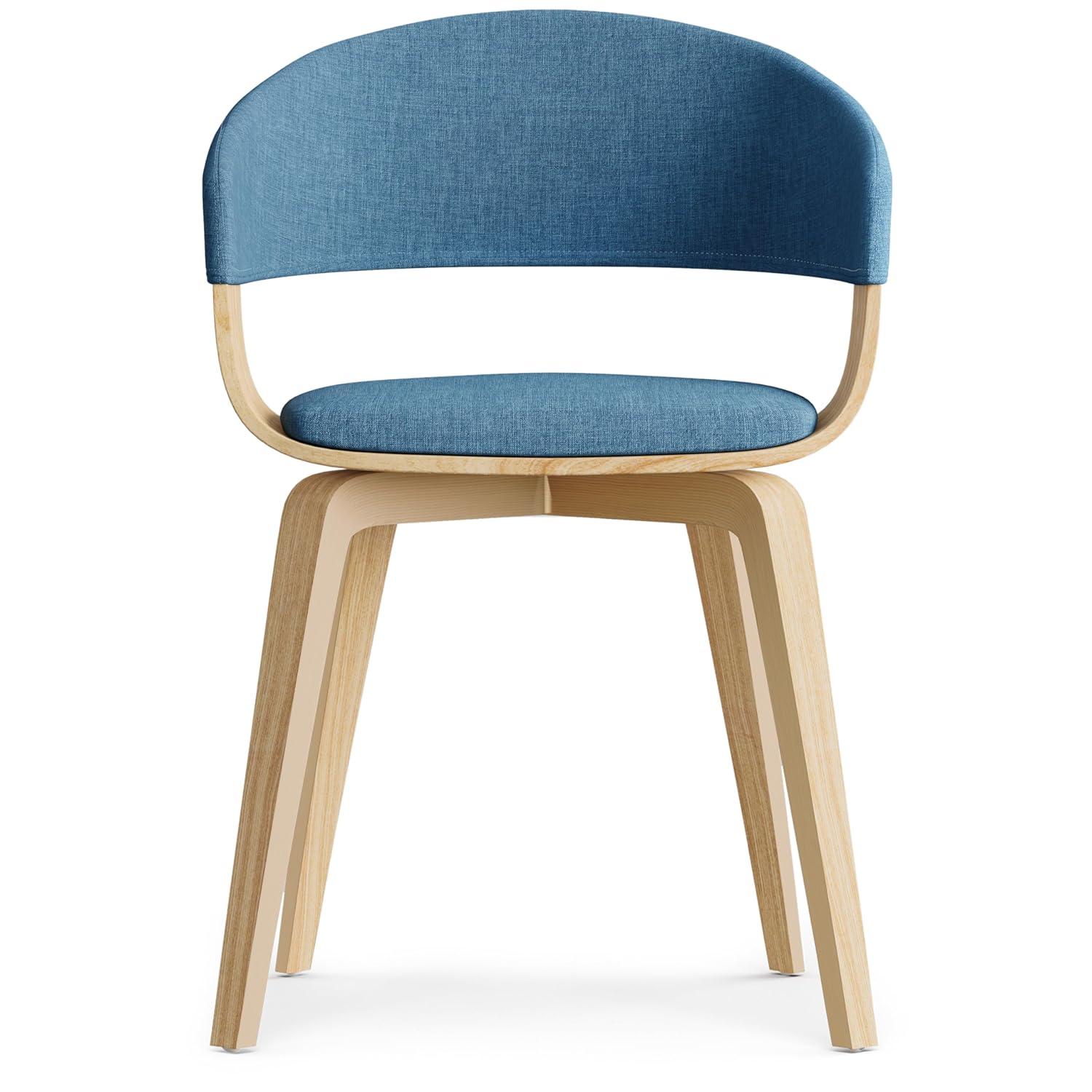 Lowell Bentwood Upholstered Dining Chair with Curved Backrest in Mid-Century Modern Style