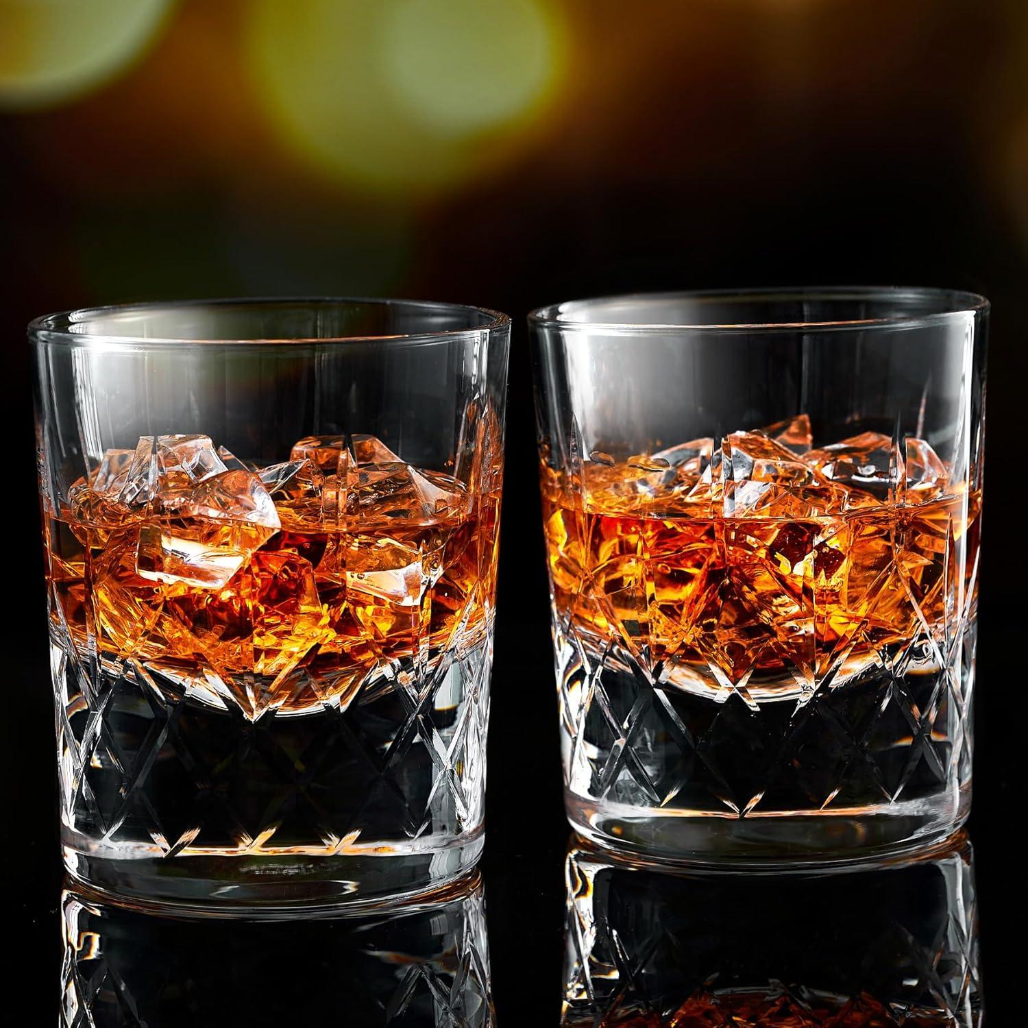 Whiskey Glasses - Double Old Fashioned Rocks Glass - Set of 2 - DOF - 10.5 oz