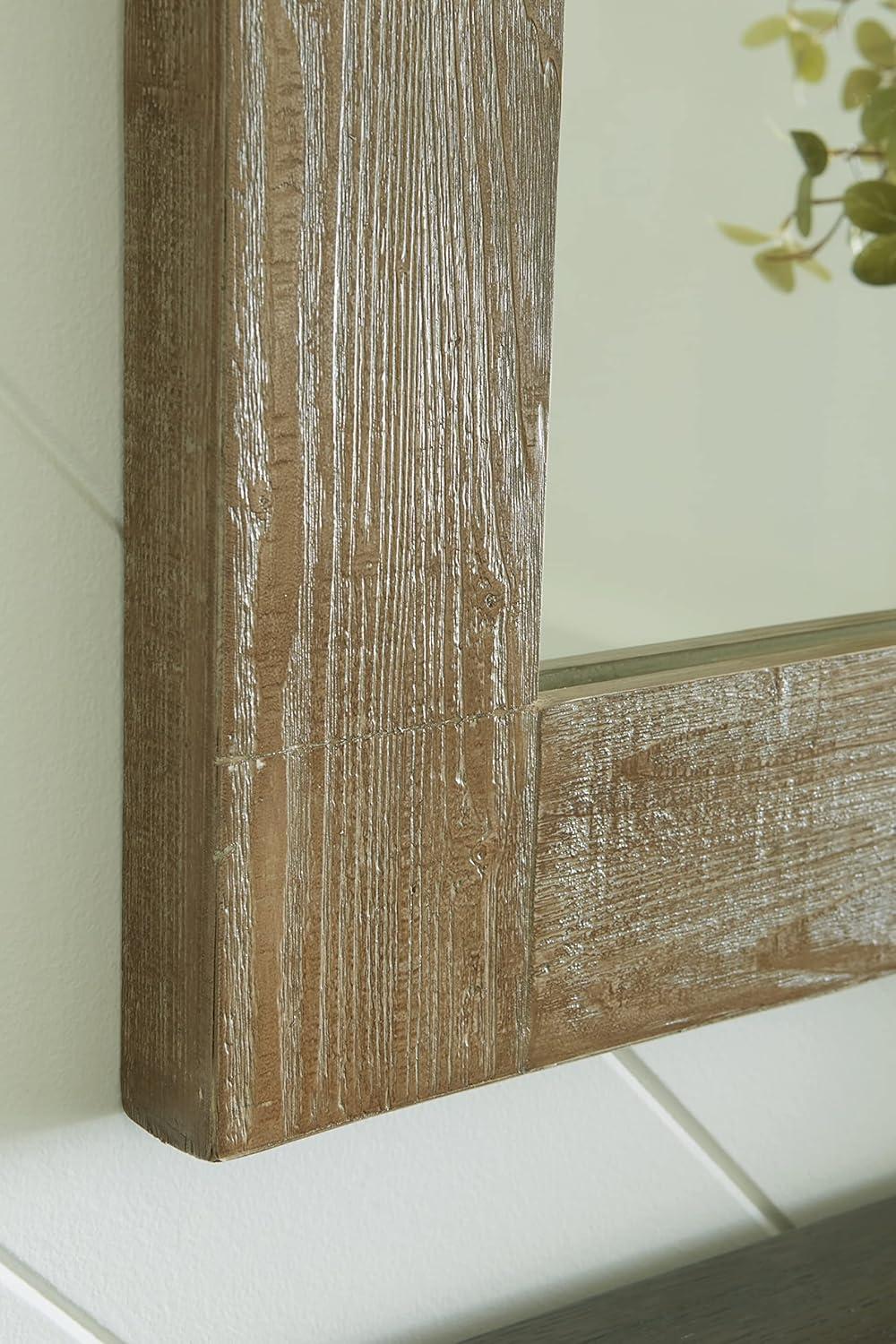 Signature Design by Ashley Casual Waltleigh Accent Mirror  Distressed Brown