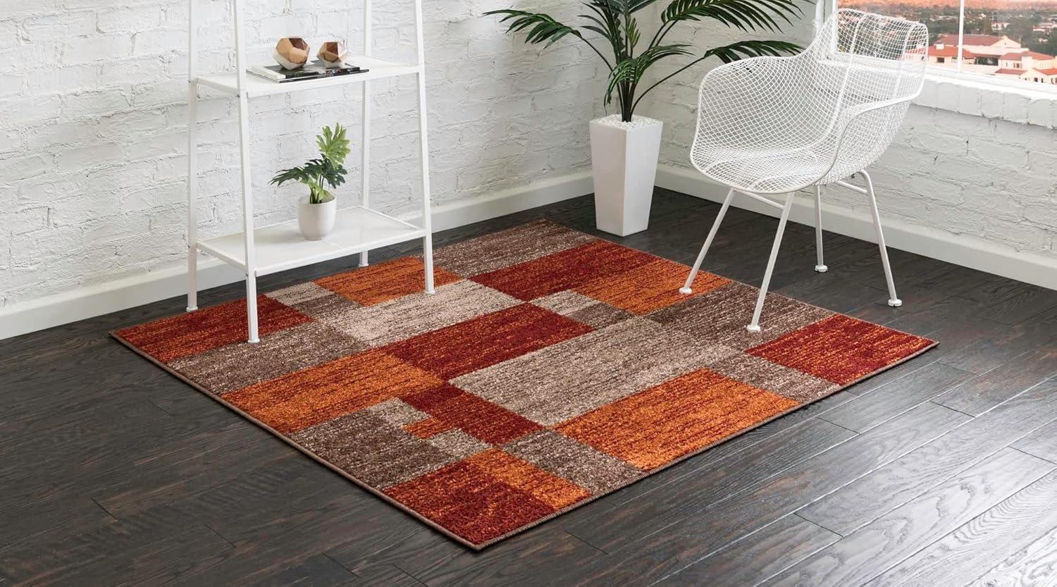 Unique Loom Autumn Collection Area Rug - Providence (4' Square Multi/Beige)