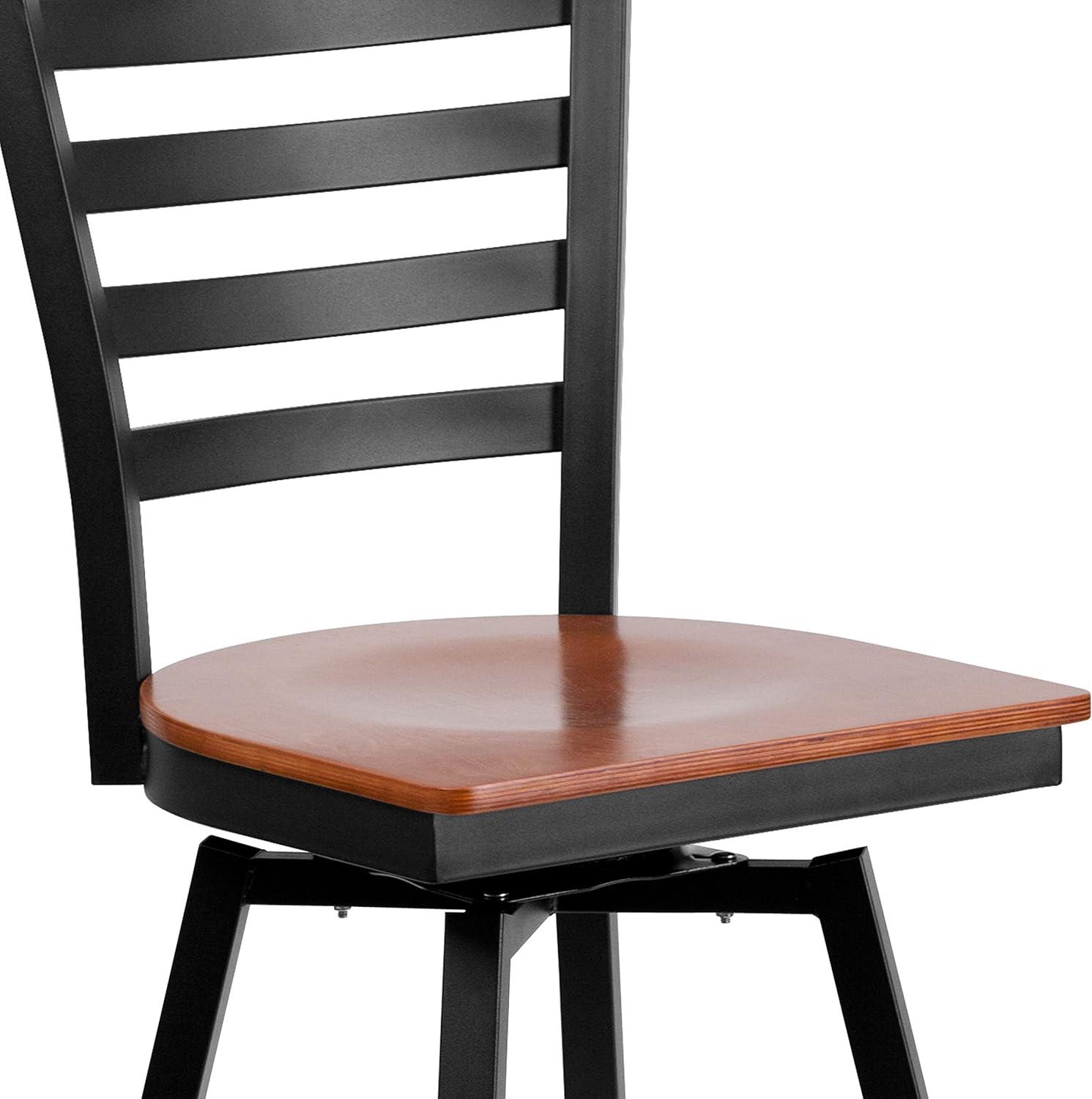 Flash Furniture Black Ladder Back Swivel Metal Barstool