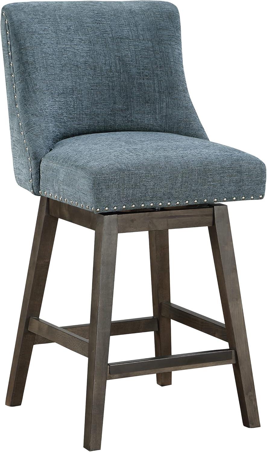 Granville Swivel Upholstered Counter Stool with Solid Wood Frame