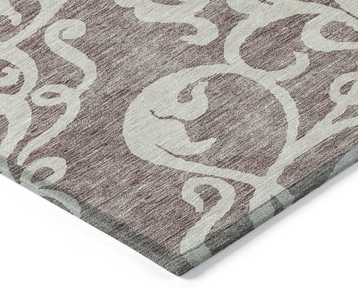 Taupe and Cream Synthetic Flat Woven 5' x 7' Area Rug