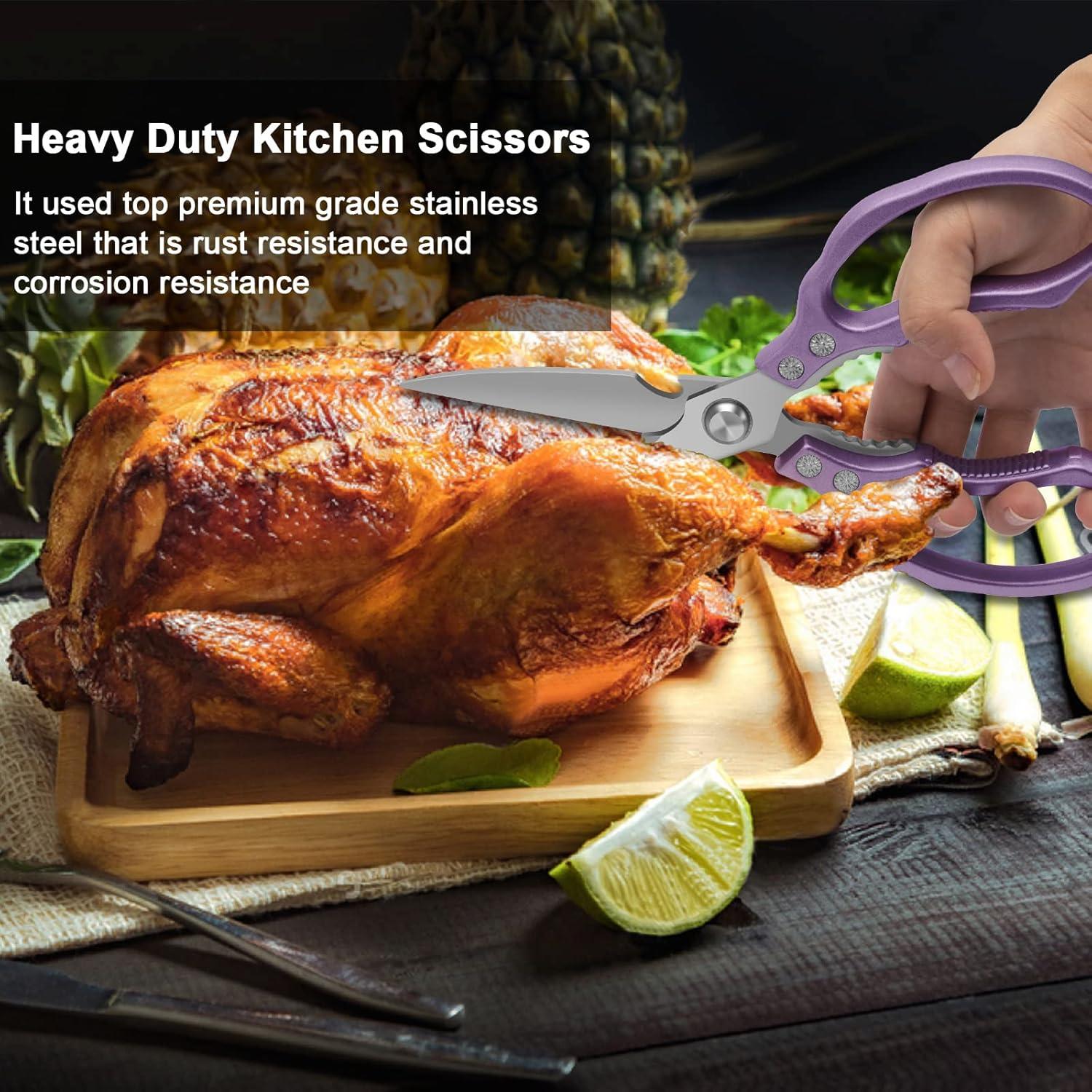 charext Kitchen Scissors, Sharp Kitchen Shears Dishwasher Safe Heavy Duty,Purple Kitchen Accessories Cooking Shears for Kitchen Meat Chicken Fish Poultry Herb Bread (Purple)