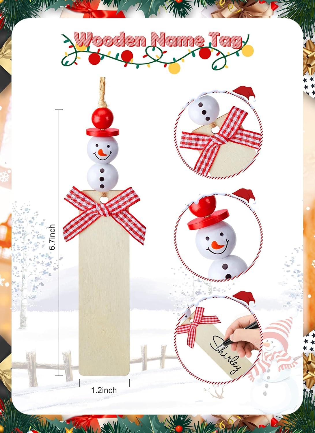 Christmas Stockings with Personalized Name Tag, 4 Pack 18" Christmas Stocking Snowman Deer Santa Gnome Burlap Plaid Xmas Stocking Holiday Christmas Decoration Gifts for Family