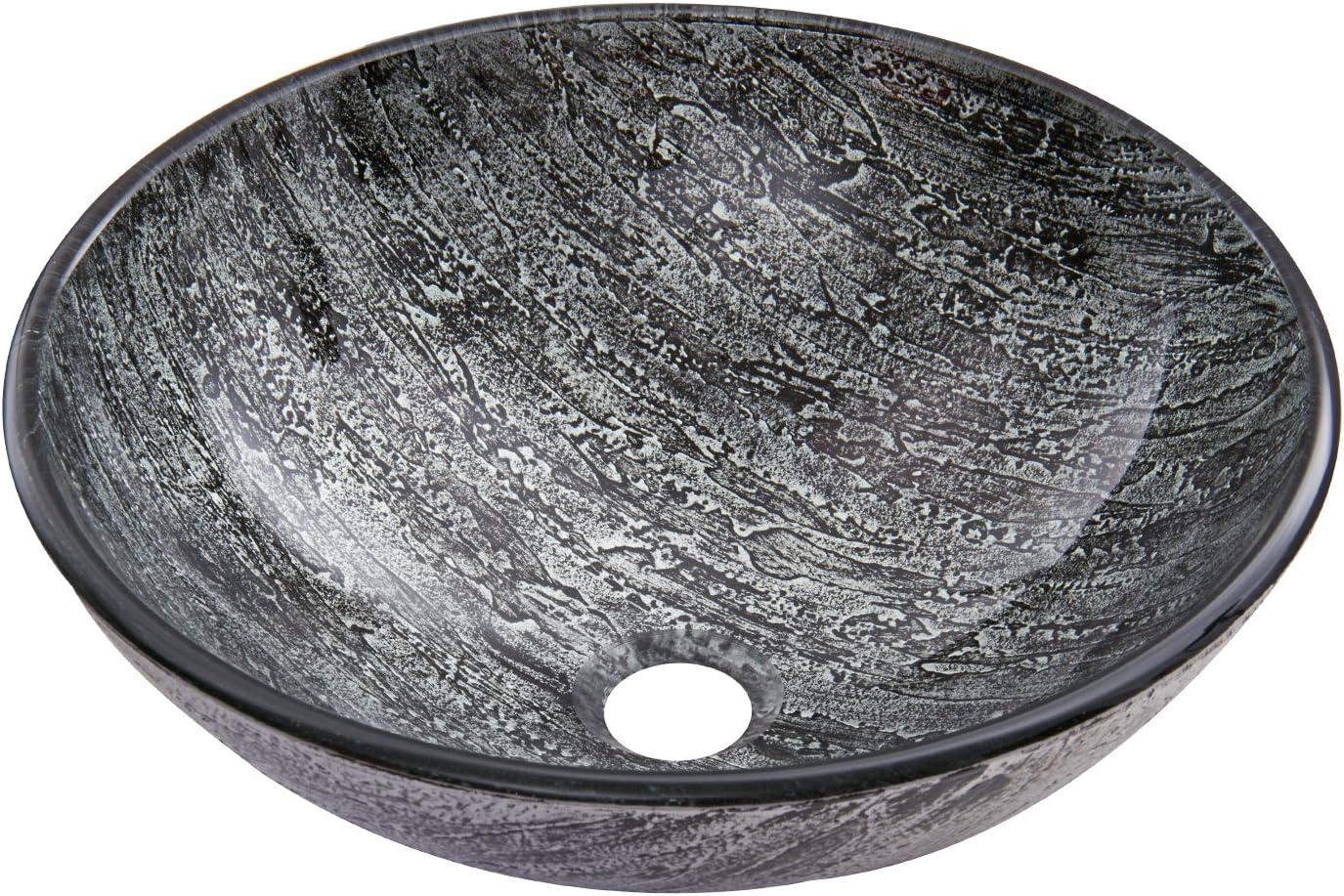 Eclipse 16.5'' Titanium Gray Circular Glass Vessel Bathroom Sink