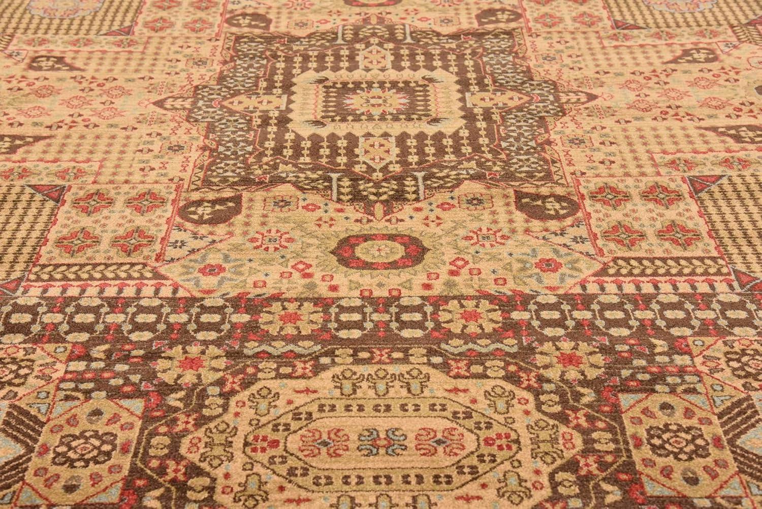 Unique Loom Palace Collection Area Rug (10'Square, Brown/ Light Blue)