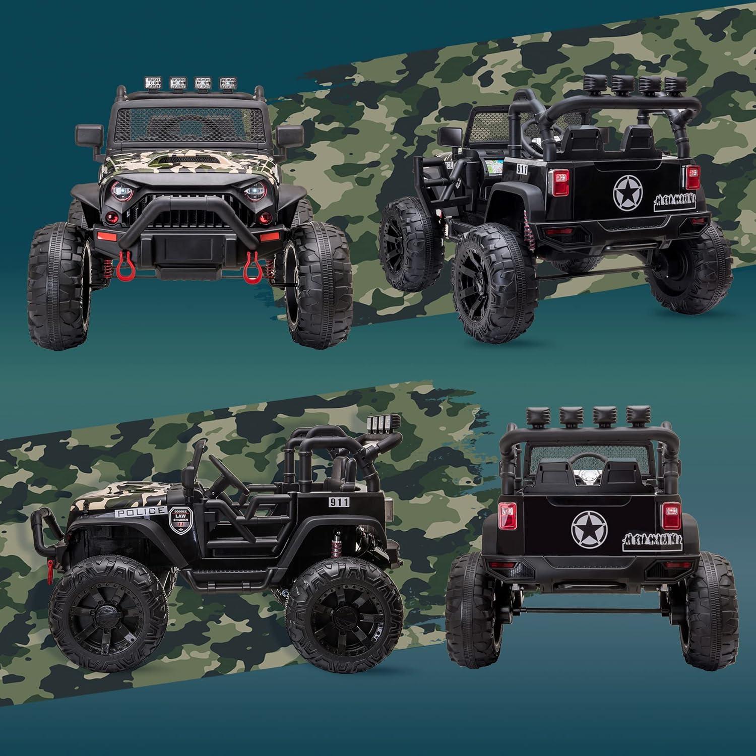 Aosom Kids Ride On Car 12V Battery-Powered Electric Truck with Wide Seat, Parent Remote Control & Bluetooth Music, Camo