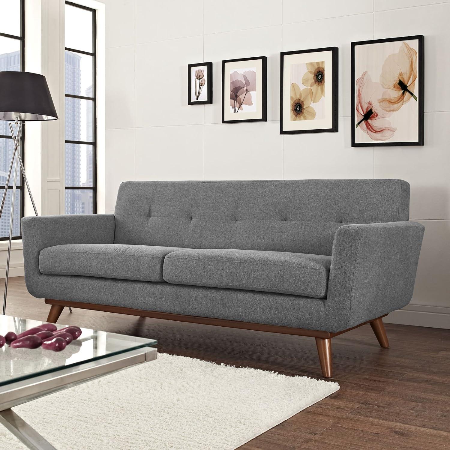 Engage Performance Velvet Loveseat Gray - Modway: Upholstered Rubberwood Frame, 2-Seater for Living Room