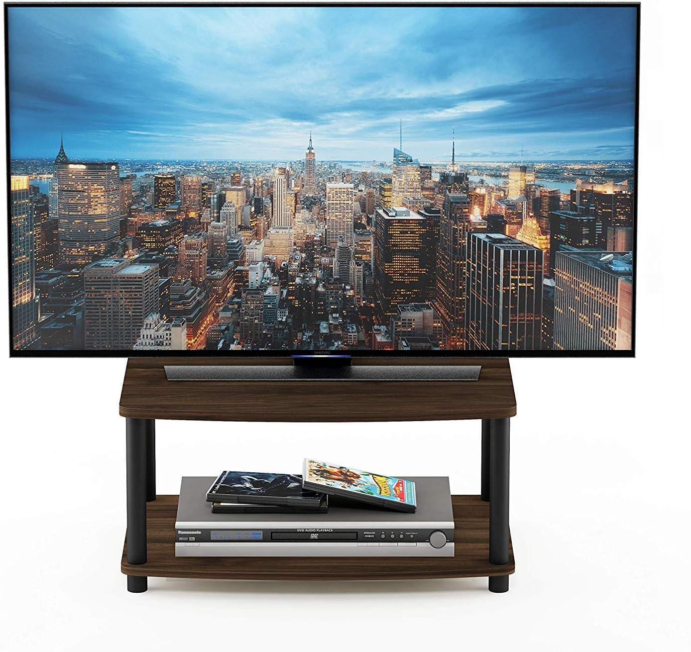 Furinno Turn-N-Tube No Tools 2-Tier Elevated TV Stand, Columbier Walnut/Black
