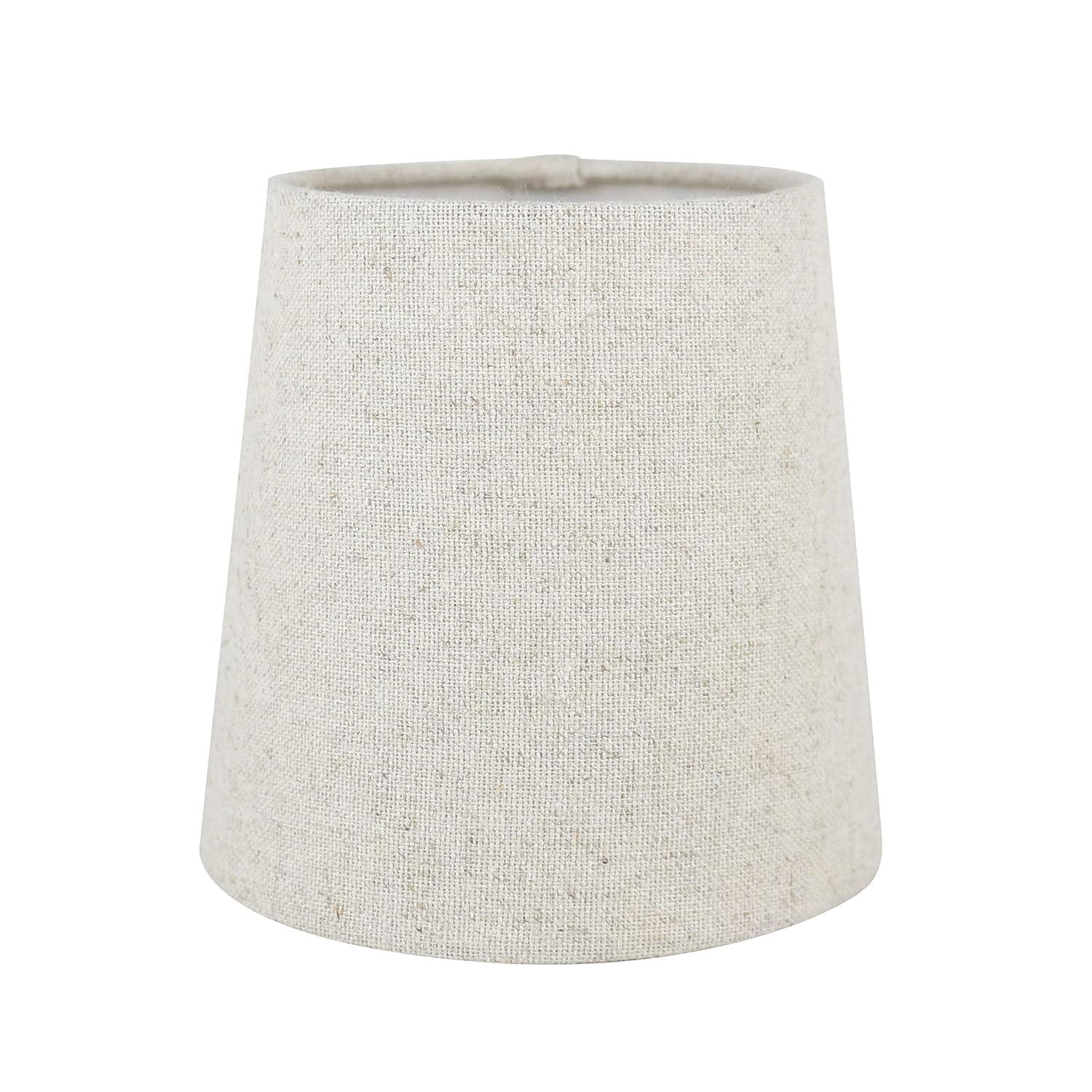Meriville Set of 2 Natural Linen Clip On Chandelier Lamp Shades, 4-inch by 5-inch by 5-inch