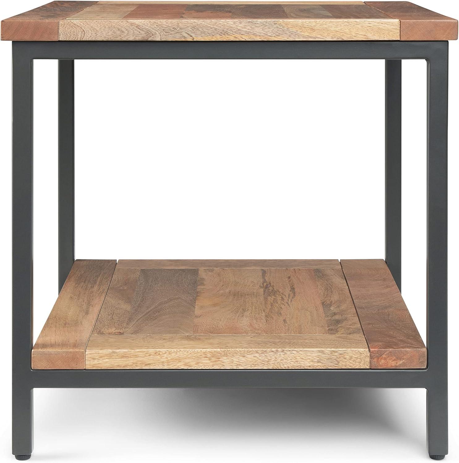 Skyler SOLID MANGO WOOD and Metal 22 inch Wide Square Industrial End Table in Natural